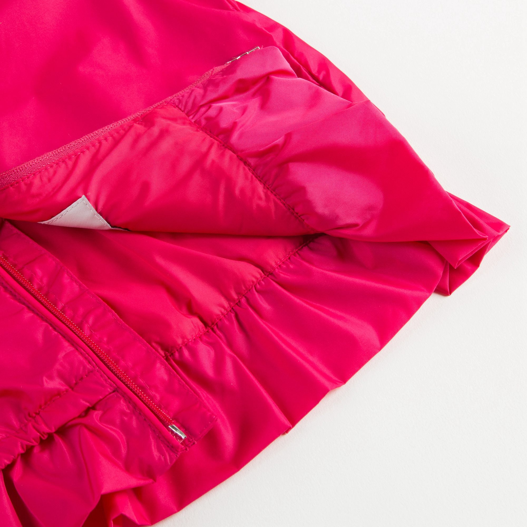Girls Dark Pink Windbreaker Jacket With Flounces