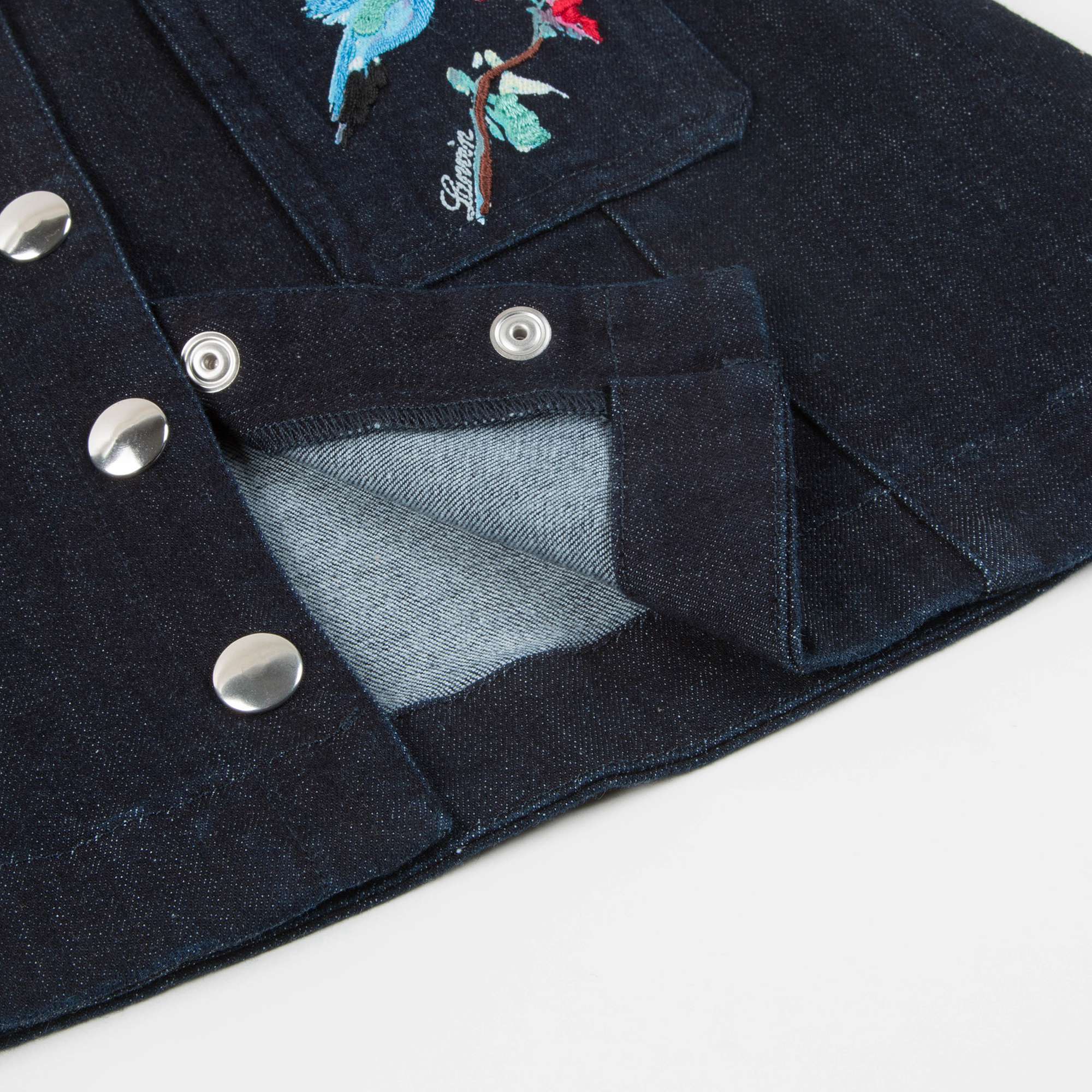 Girls Blue Cotton Embroidery Skirt