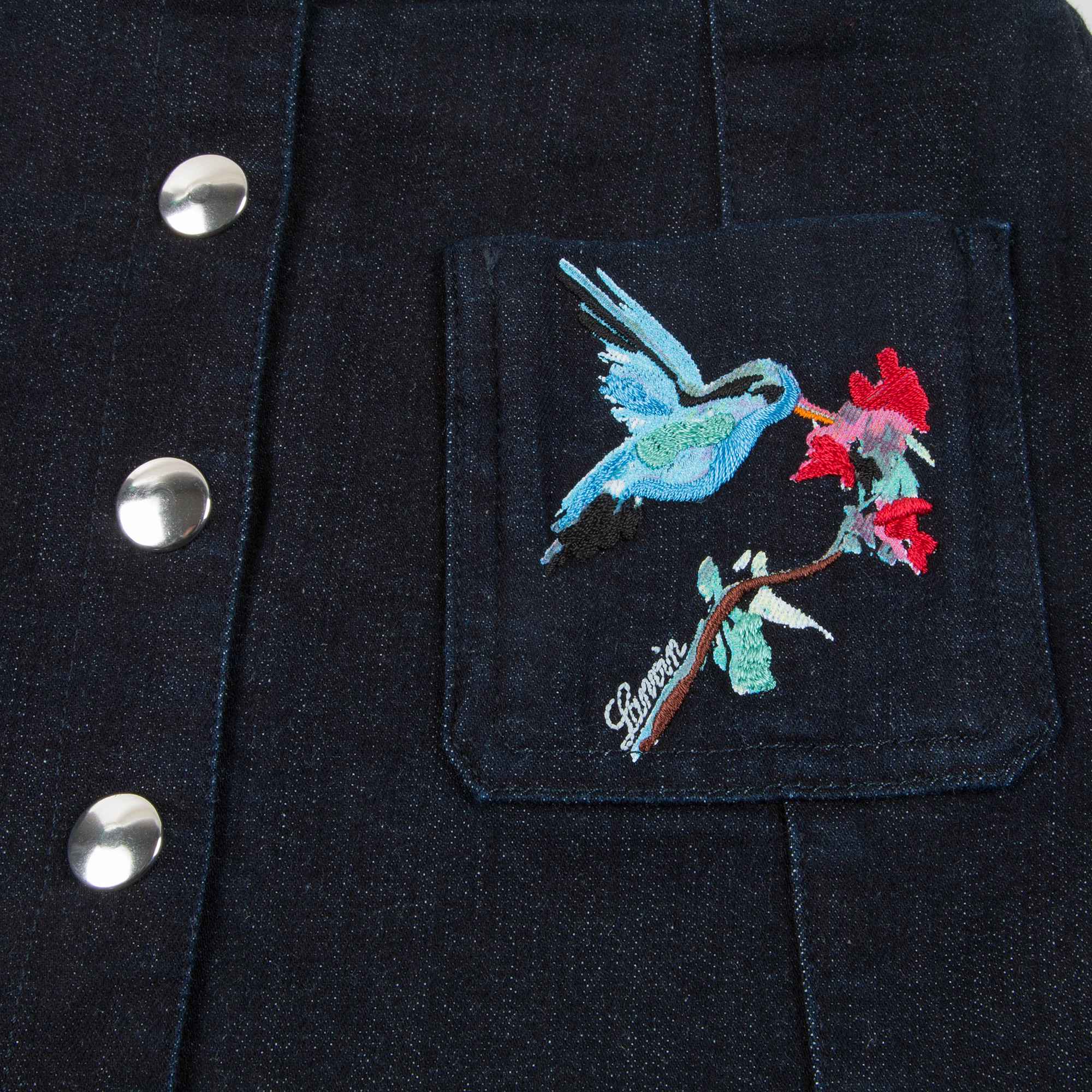 Girls Blue Cotton Embroidery Skirt