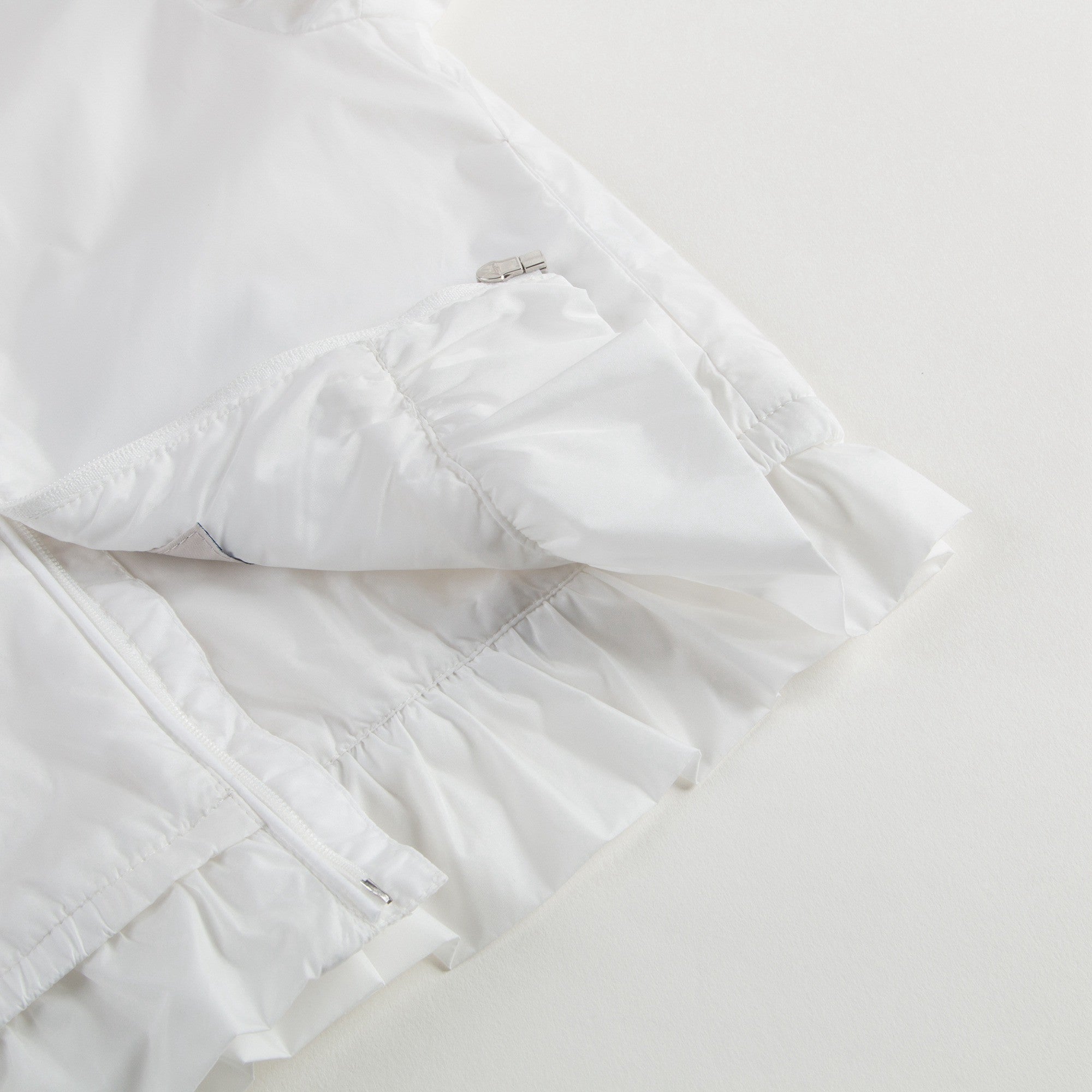Girls White Windbreaker Jacket With Flounces