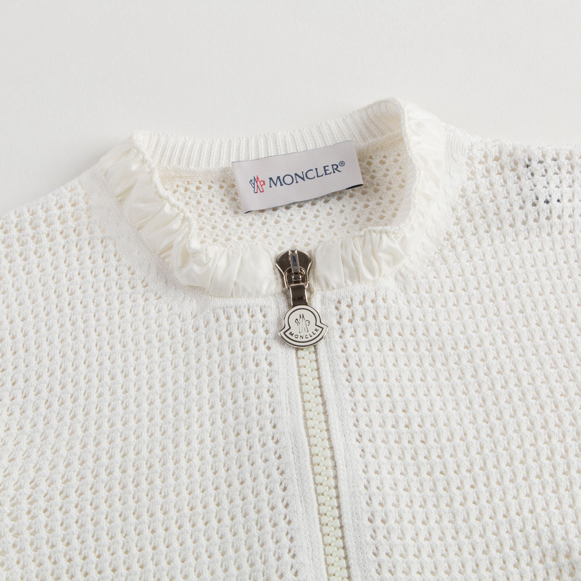 Girls White Knitted Cardigan With Flounces
