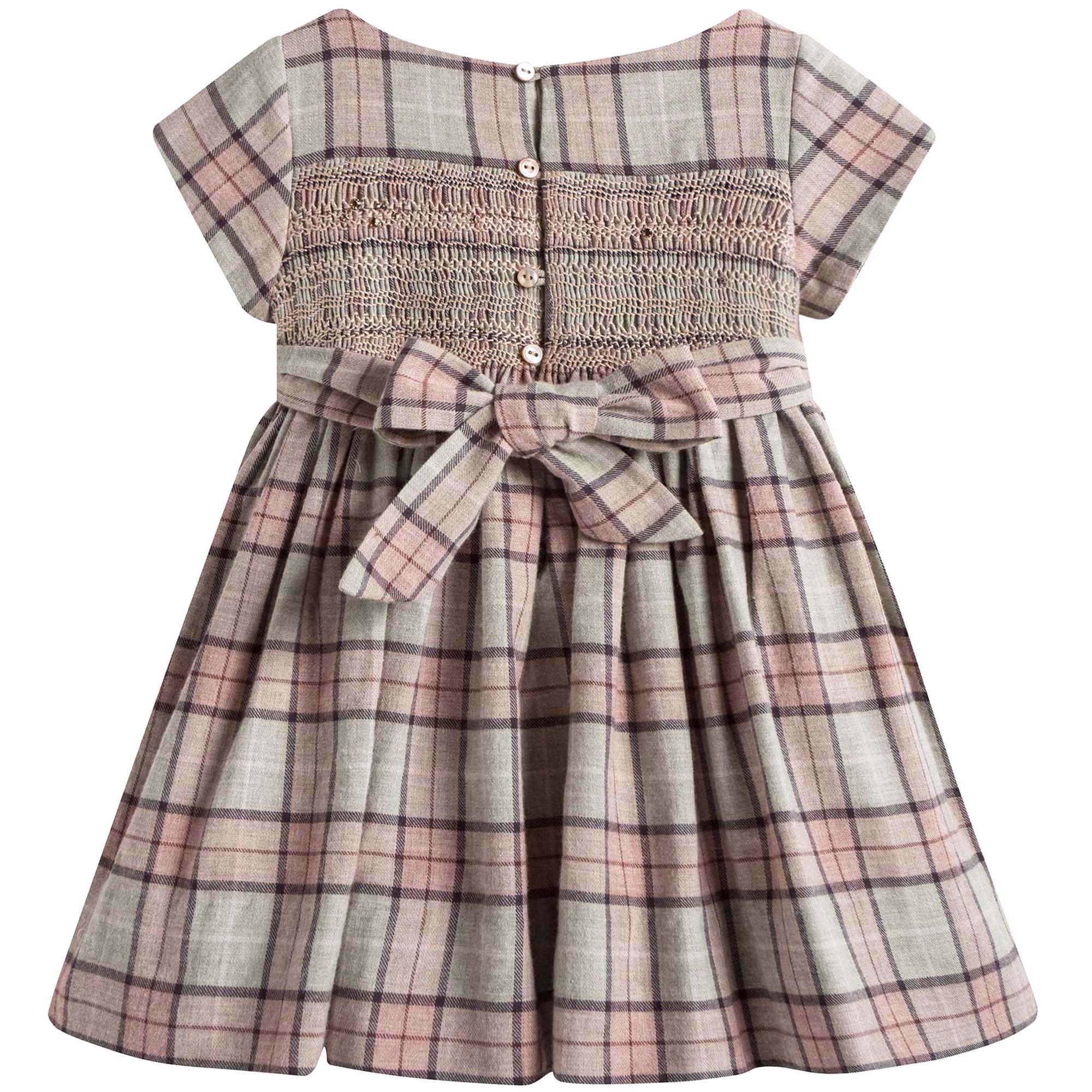 Girls Pink Checked Dress