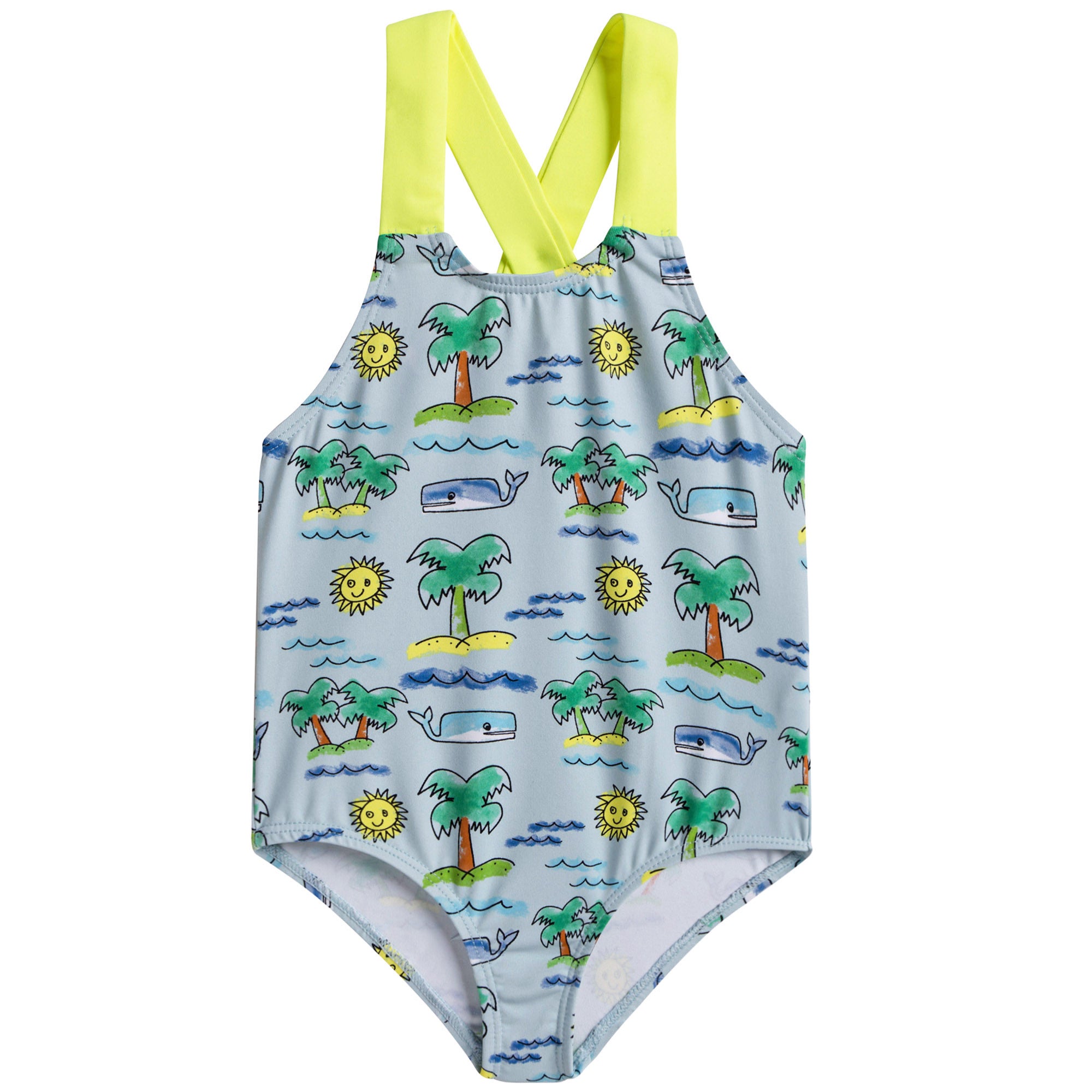 Girls Fluro Beach Print Finn Swimsuit