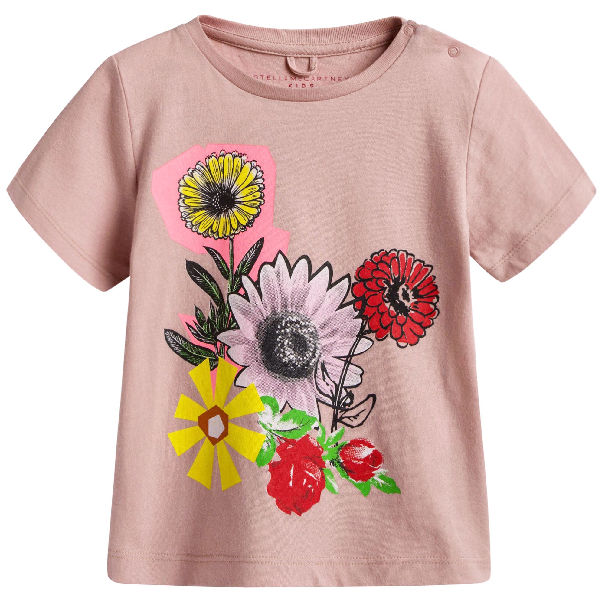 Baby Girls Pink Flowers Printed T-shirt