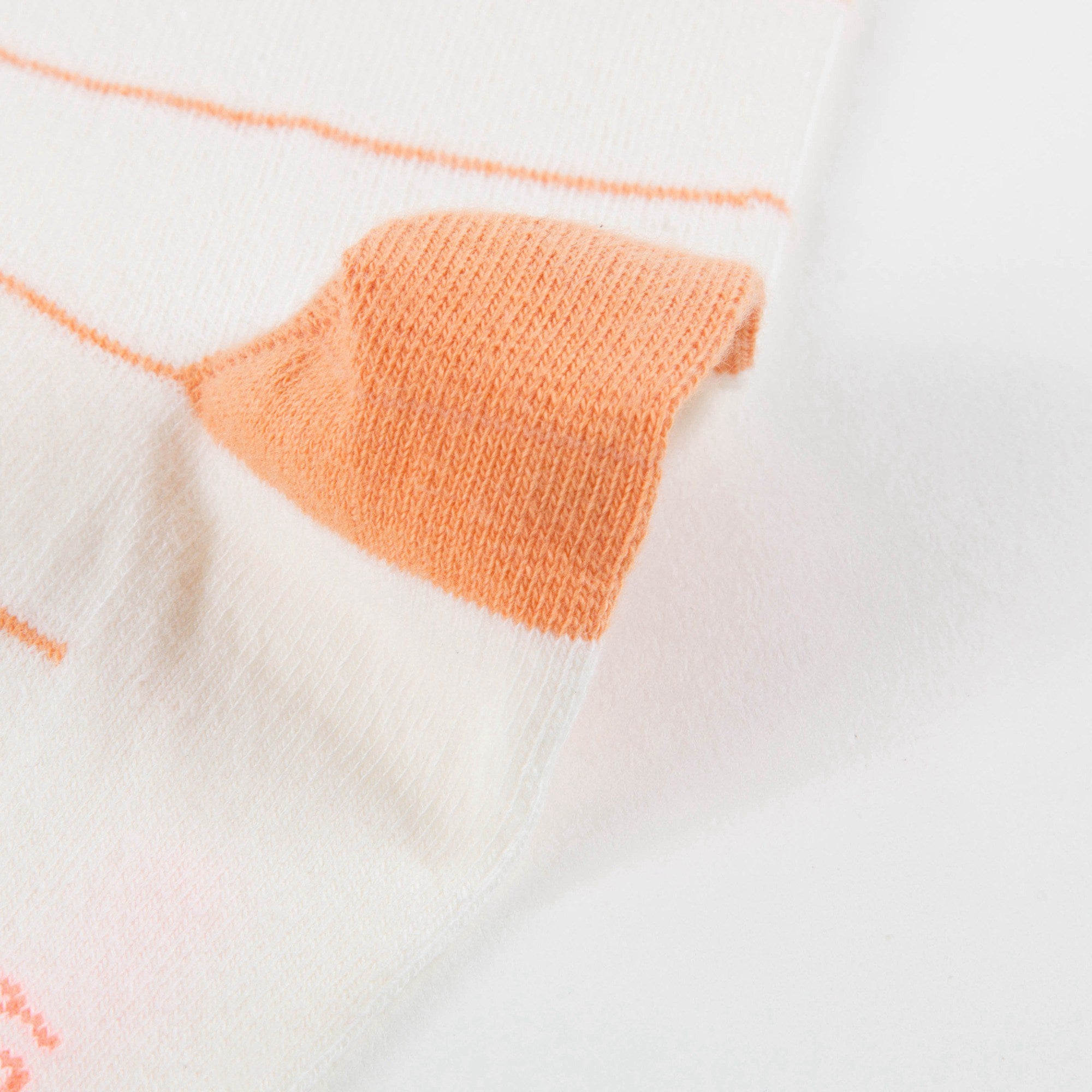 Girls White & Light Brick Cotton Socks