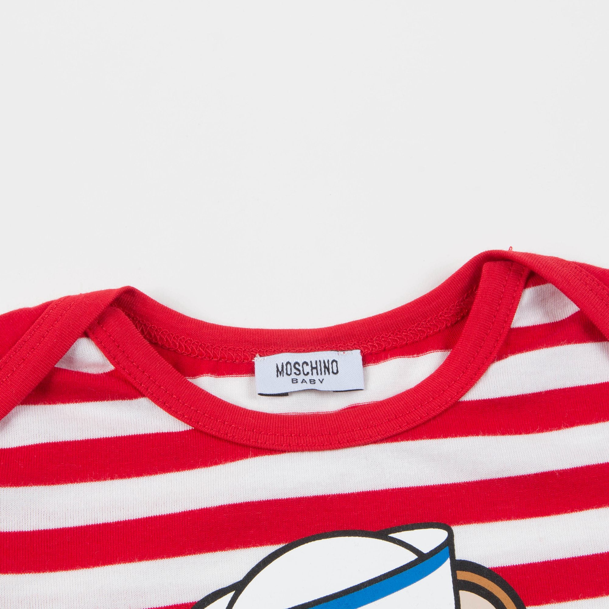 Baby Girls Red Stripes Cotton Teddy Bear Babysuit