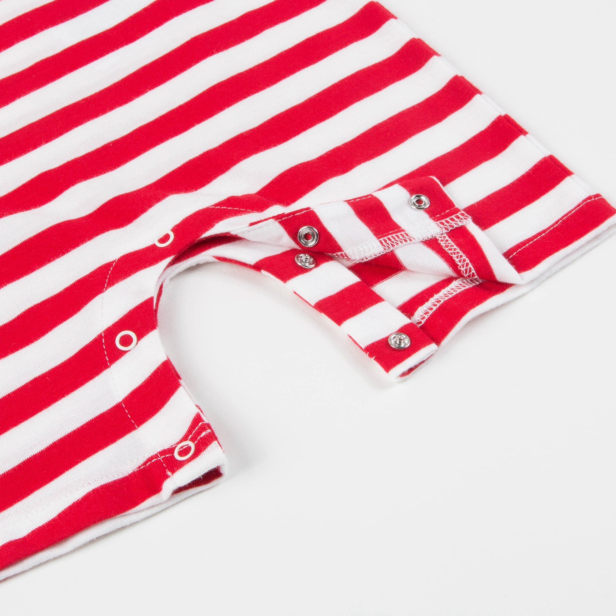 Baby Girls Red Stripes Cotton Teddy Bear Babysuit