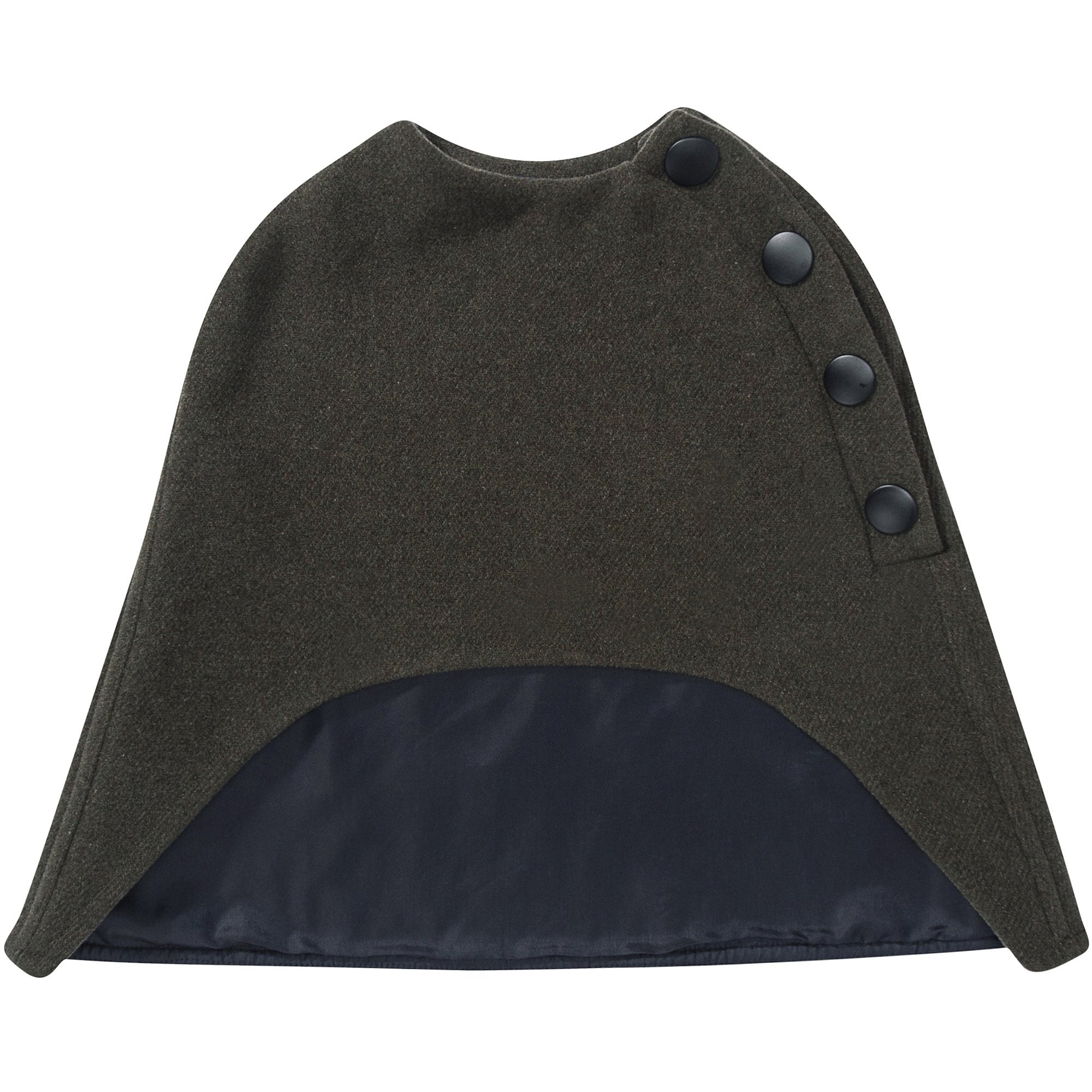 Girls Military Green Melanges Wool Jacket