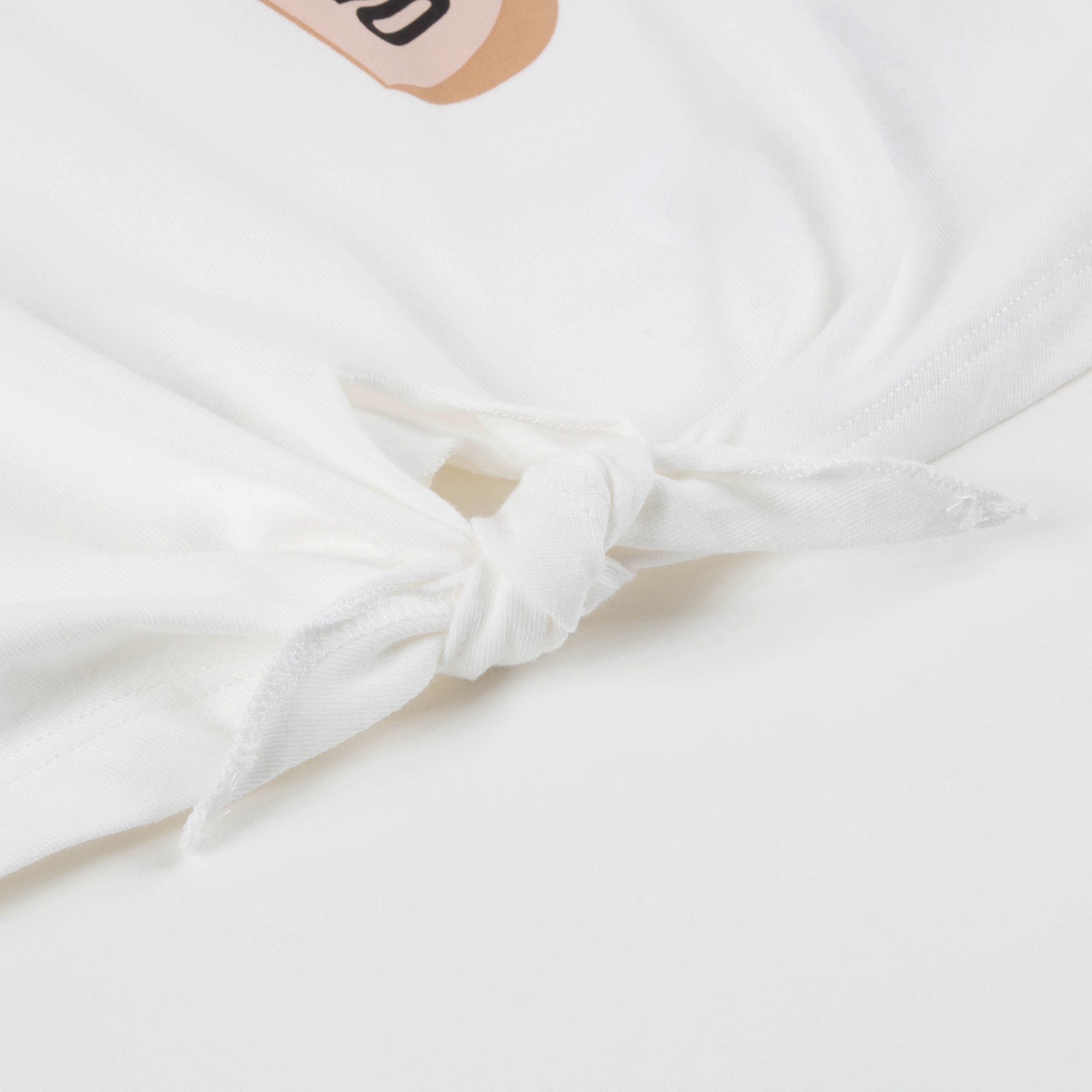 Girls White Cotton Teddy Bear T-Shirt