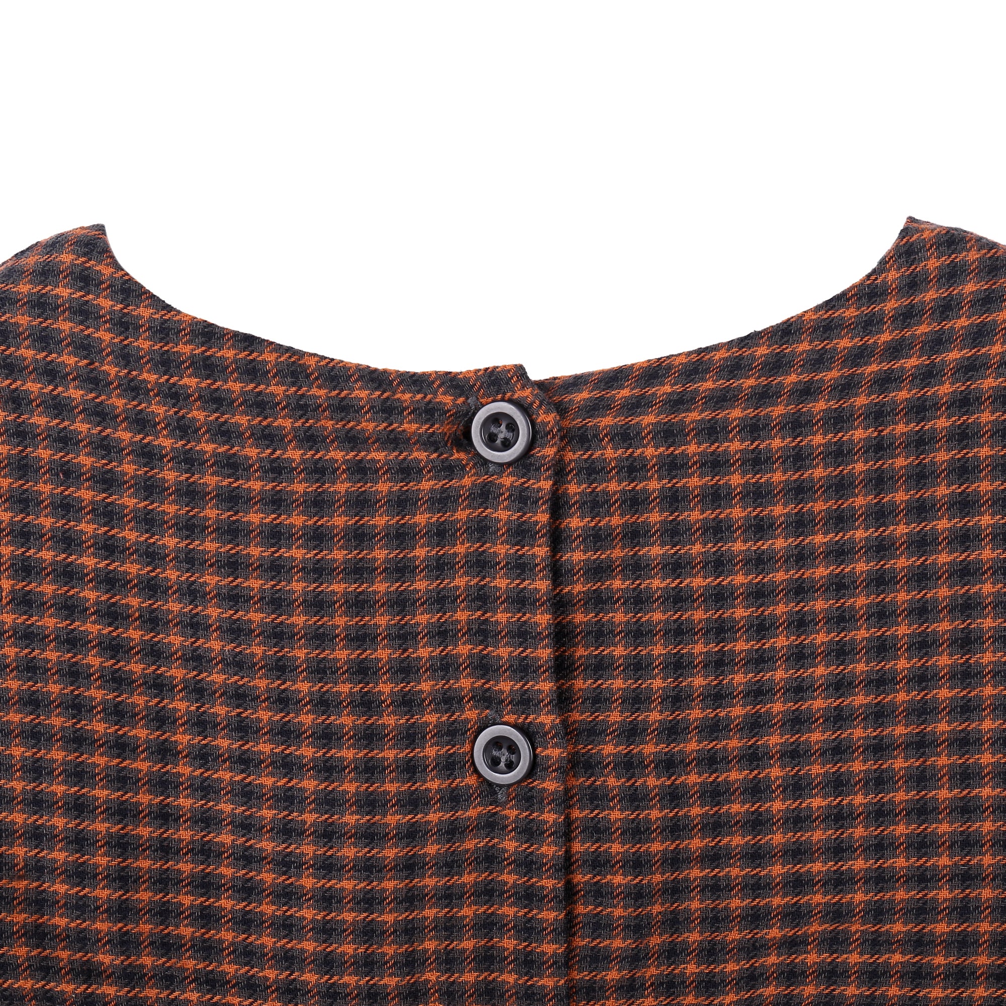 Baby Girls Orange Check Cotton Woven Dresses
