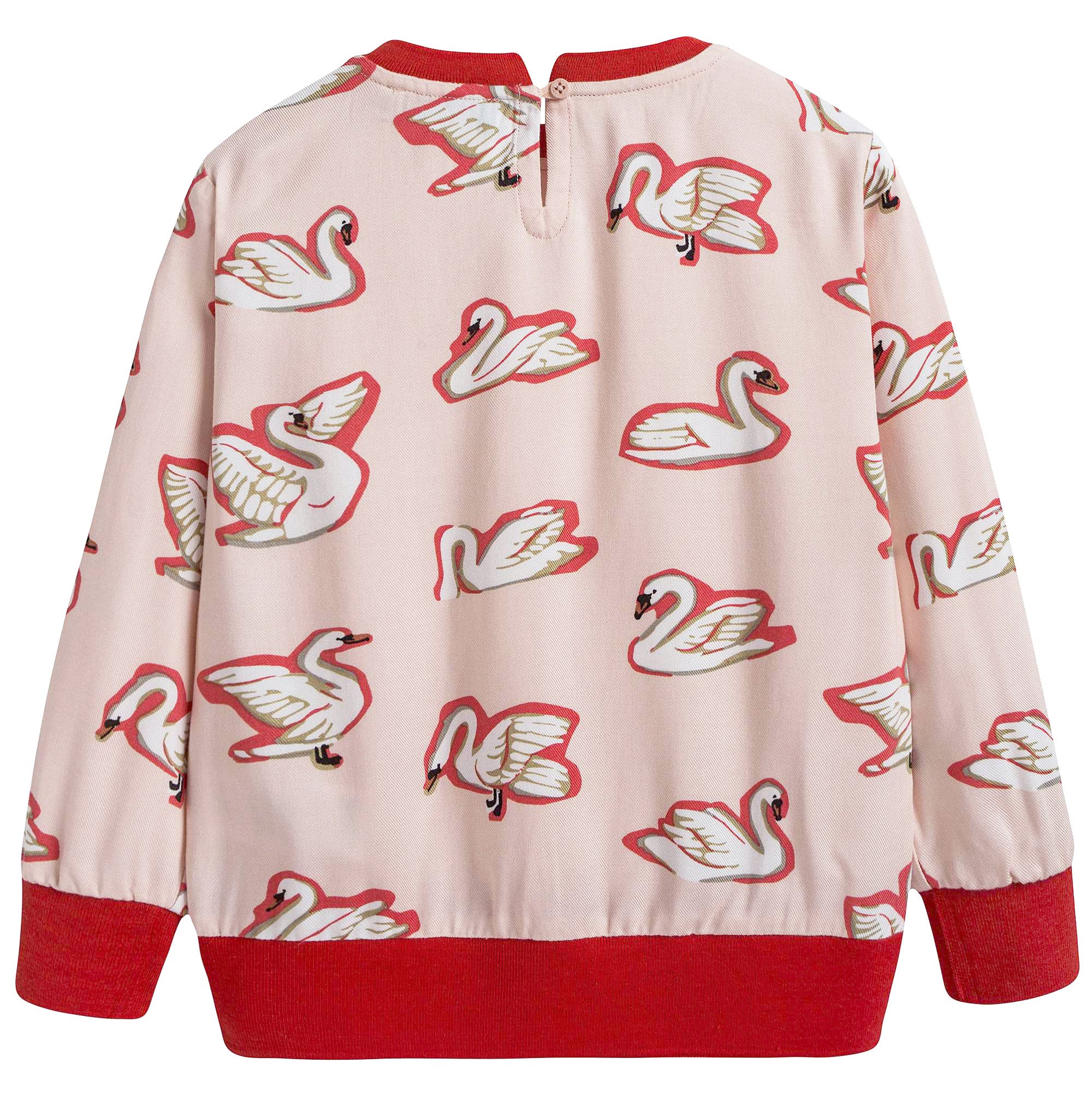 Girls Pink Fleur Swan Printed Top