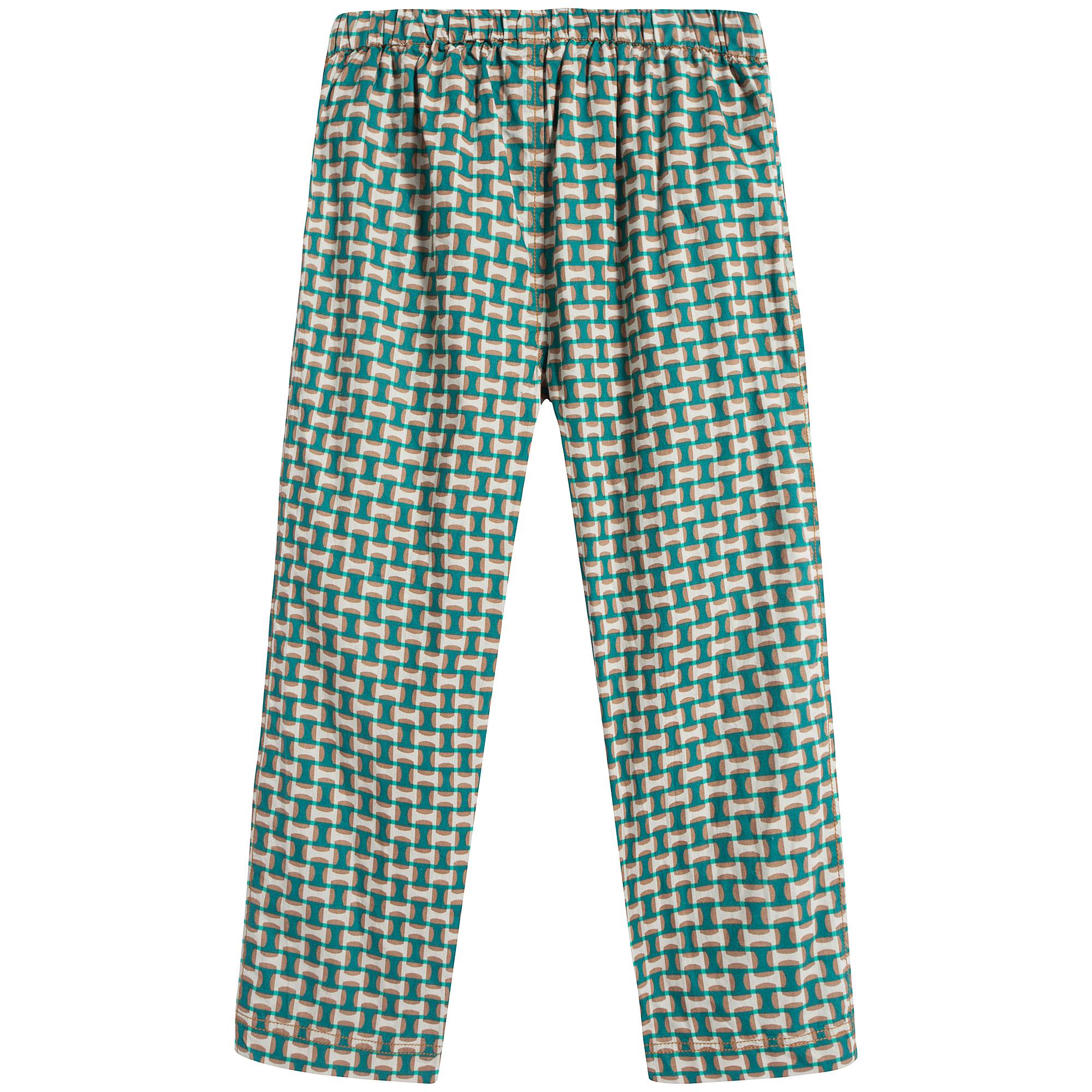 Girls Emerald Prlnt Cotton Trousers