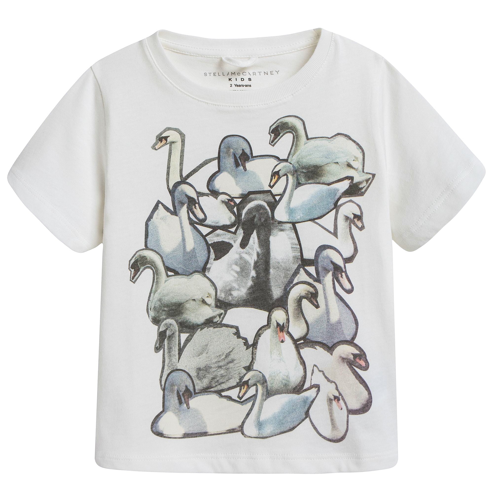Girls Ivory Swan Printed T-shirt