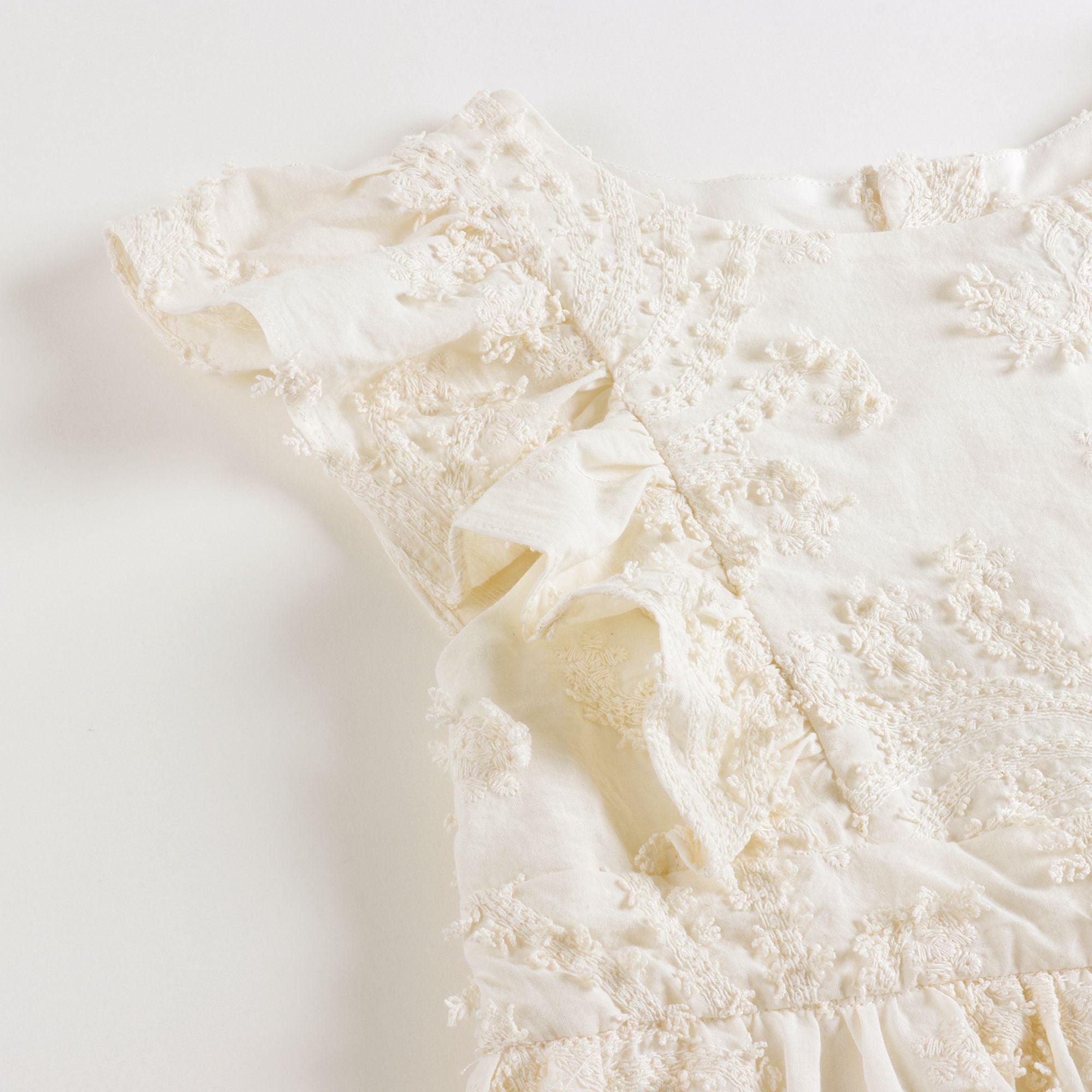 Girls White Embroidered Cotton Dress