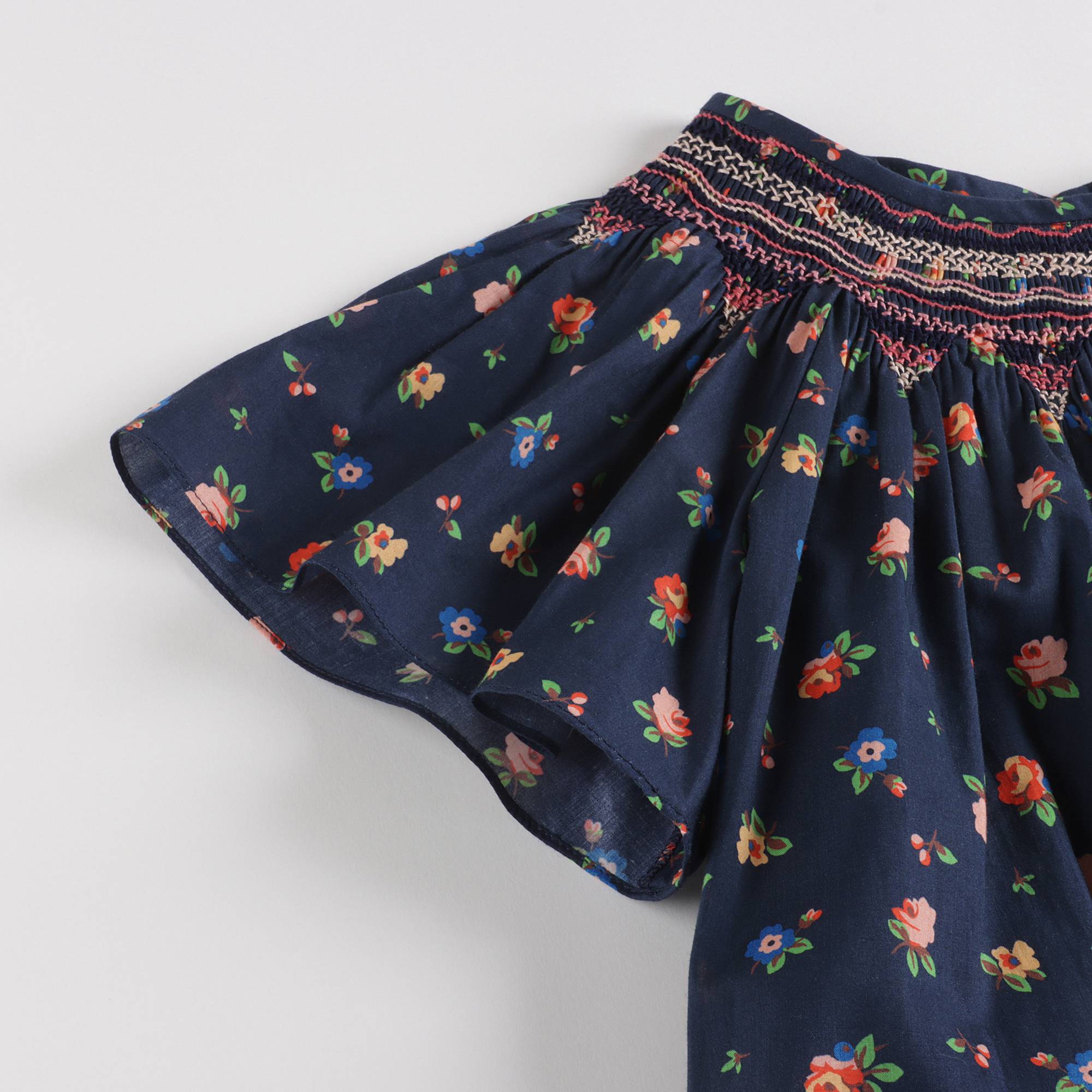 Girls Navy Printing Cotton Top