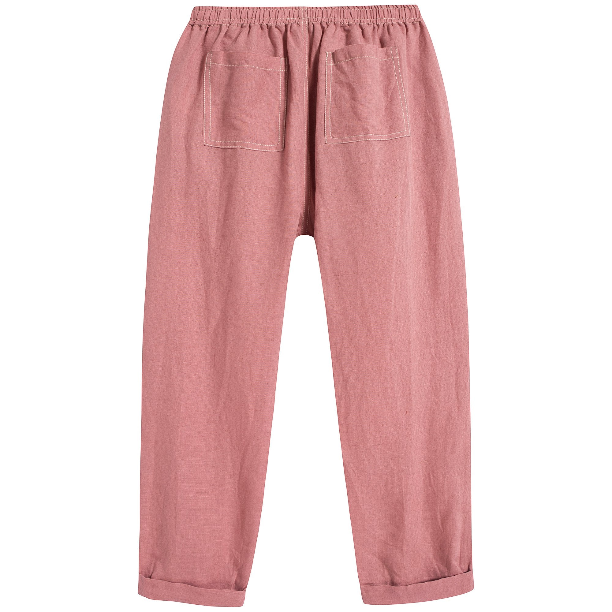 Girls Brick Red Linen Trousers