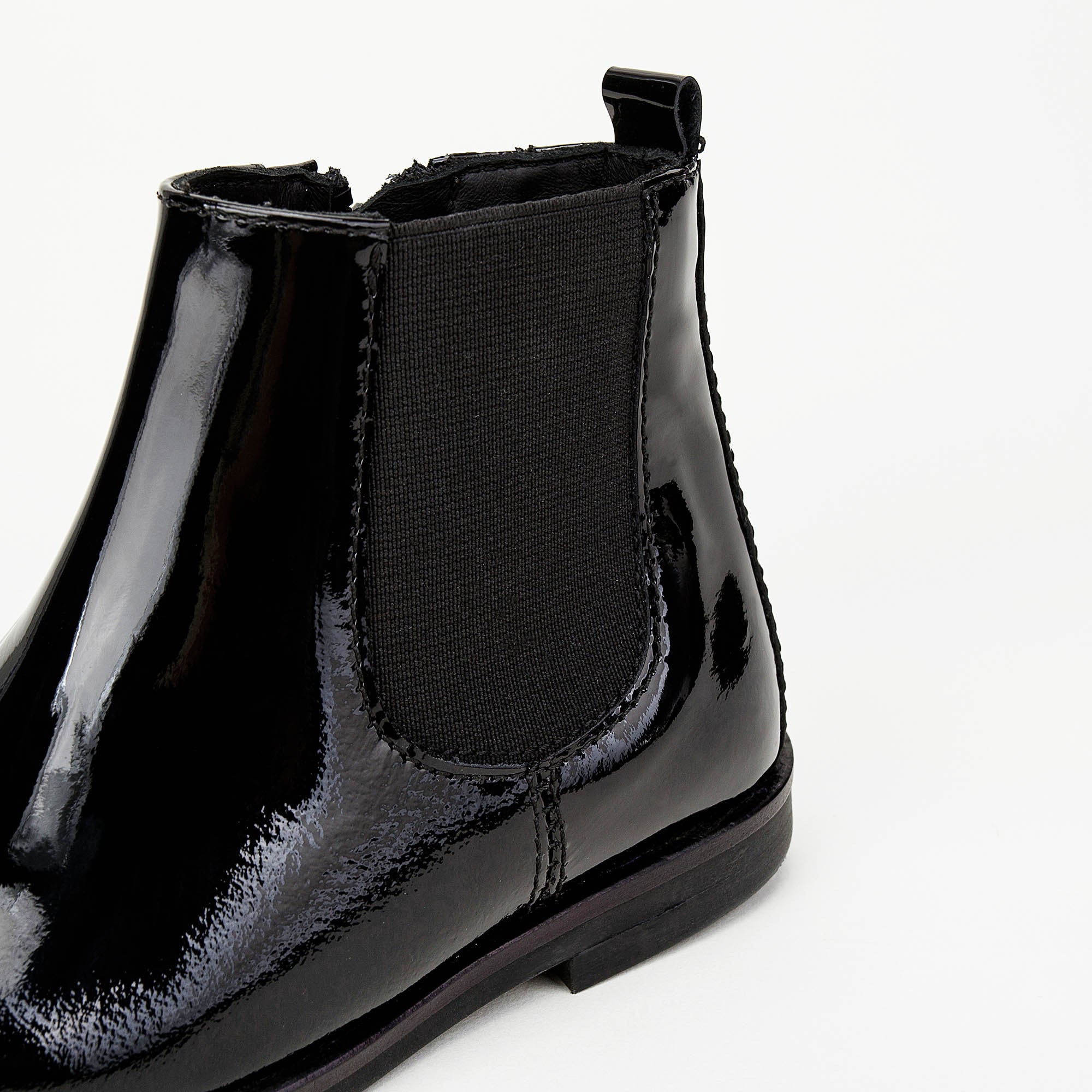 Girls Black Patent Leather Ankle Boots