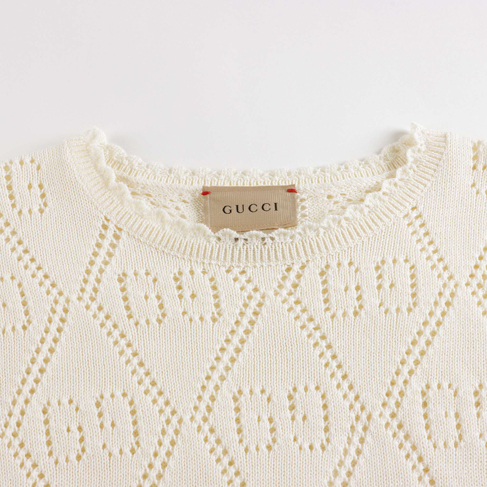 Girls White GG Cotton Sweater