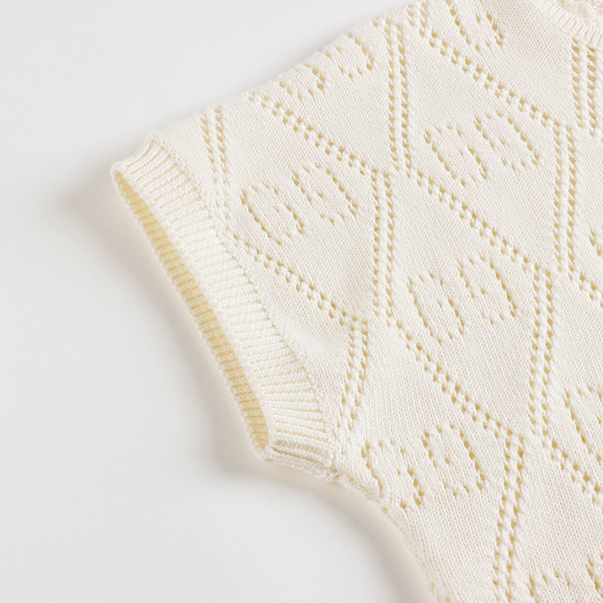 Girls White GG Cotton Sweater