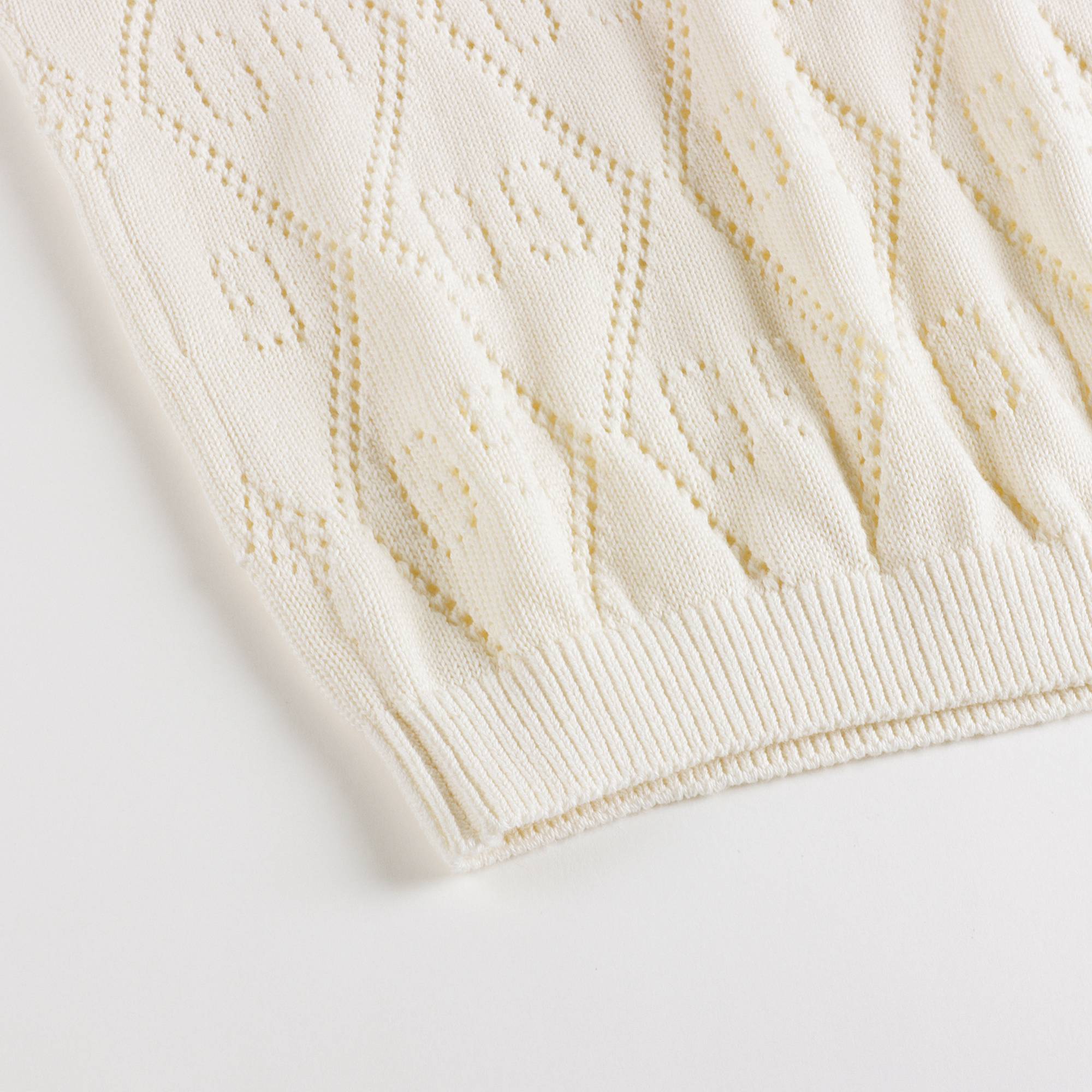 Girls White GG Cotton Sweater