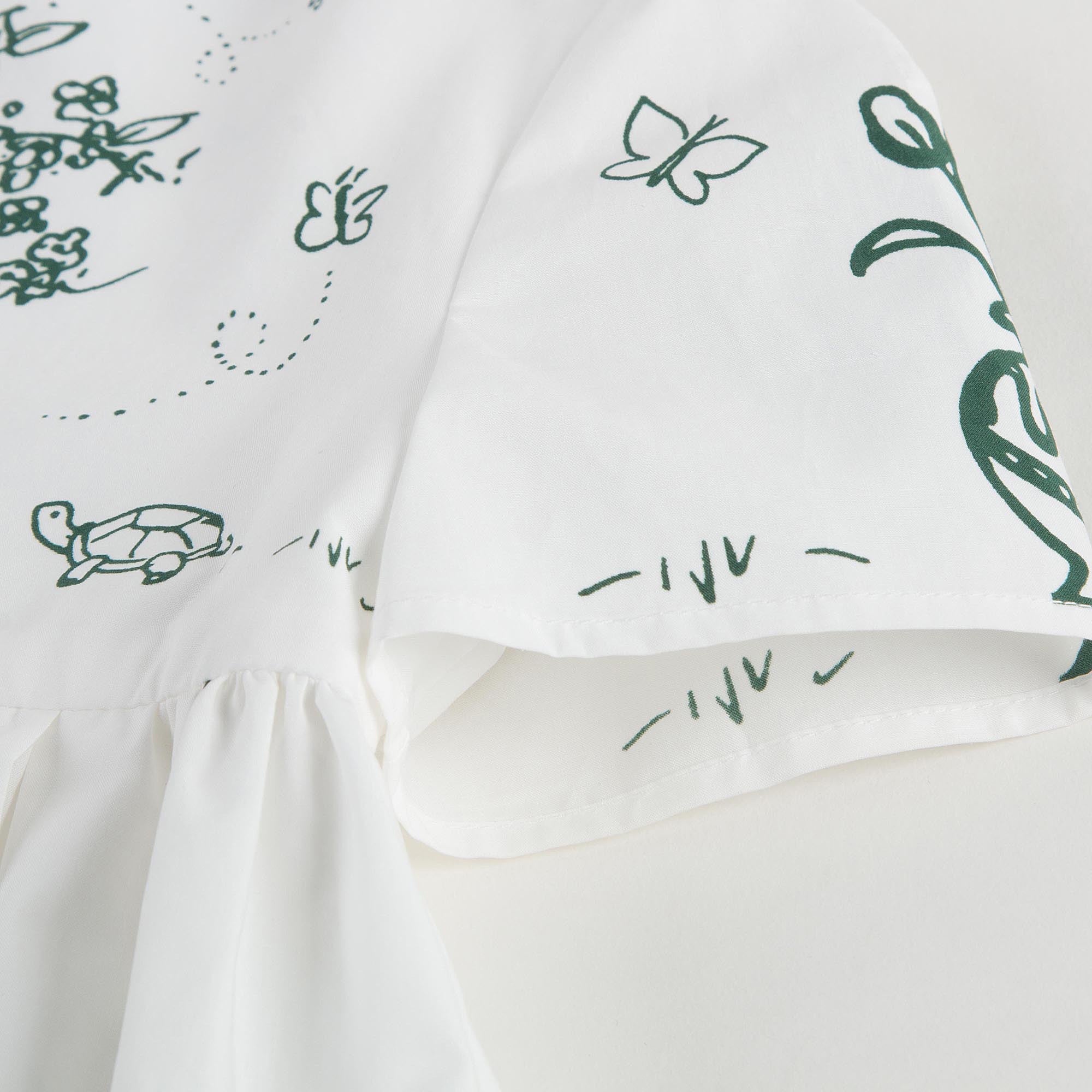 Baby Girls White Botanical Garden Printed Trims Dress