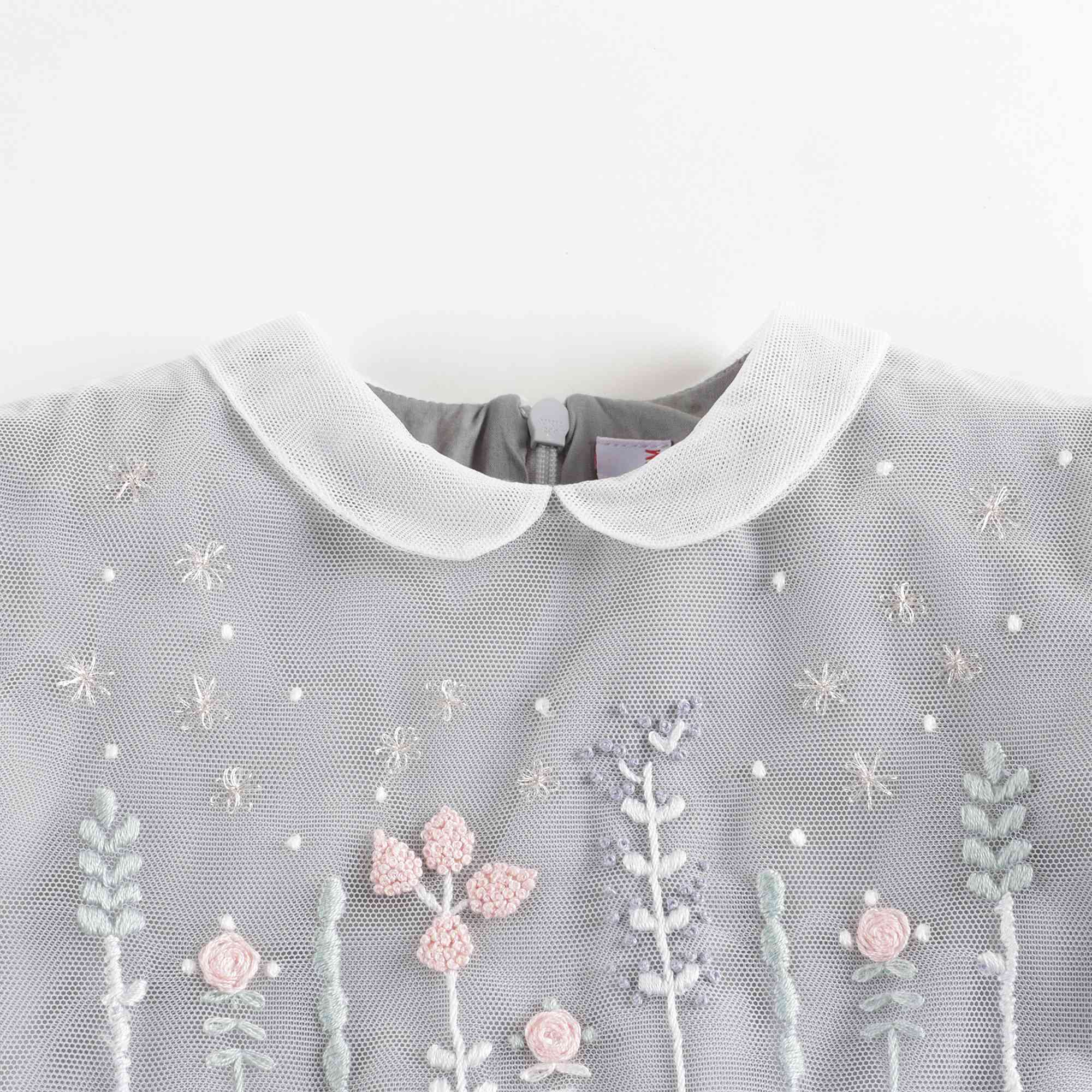 Baby Girls Grey Embroidered Dress