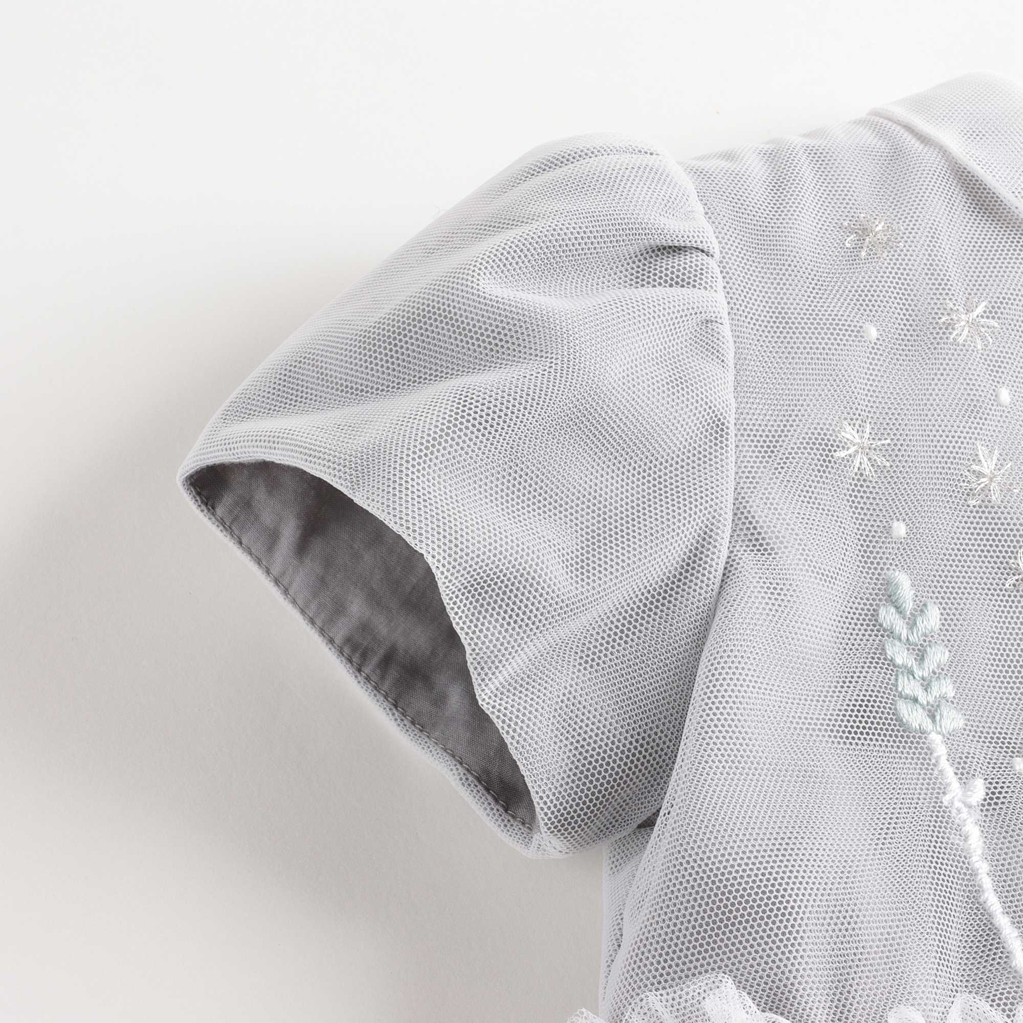 Baby Girls Grey Embroidered Dress
