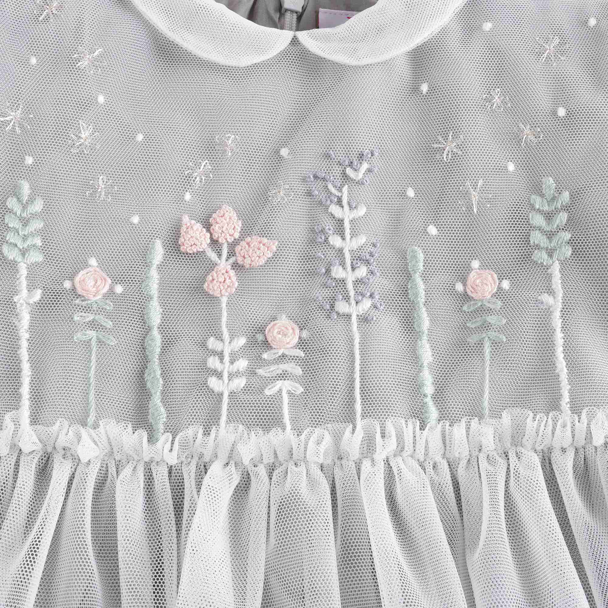 Baby Girls Grey Embroidered Dress