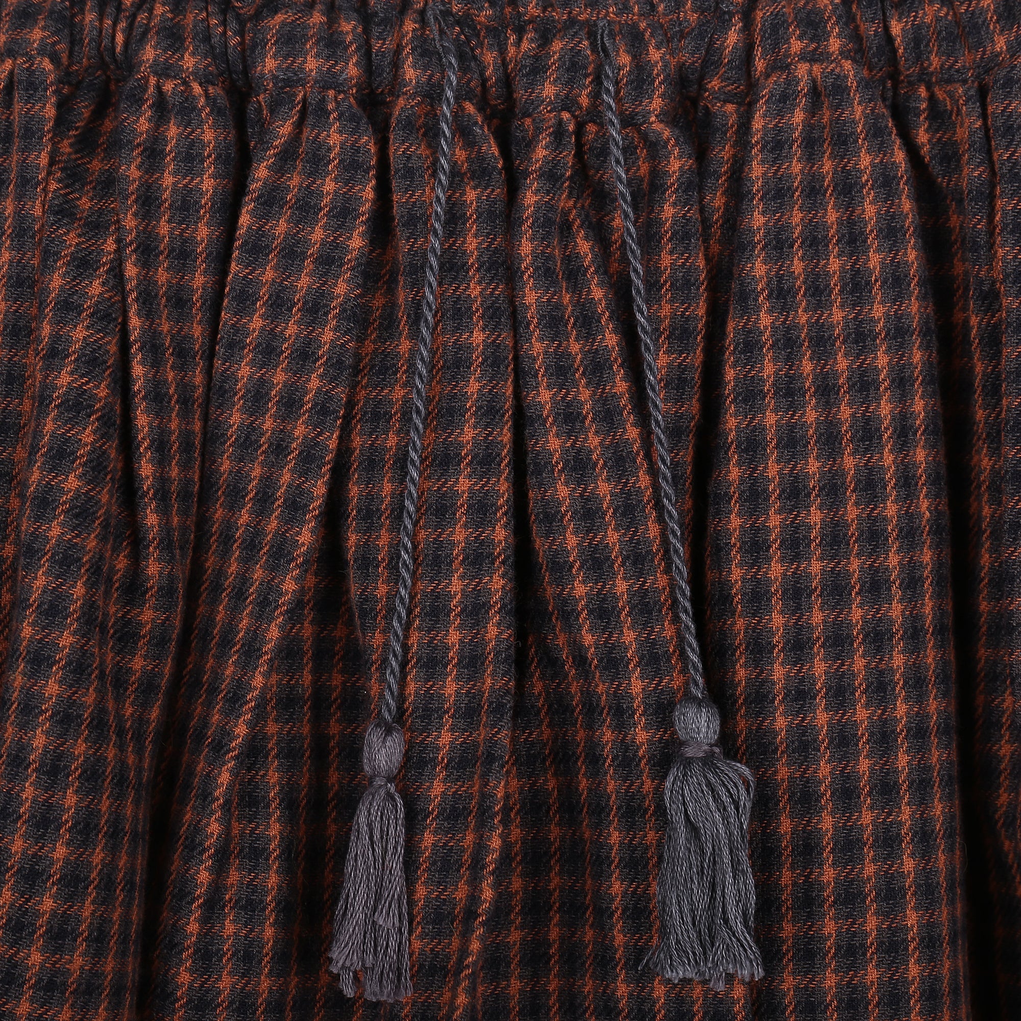 Girls Orange Check Cotton Skirt