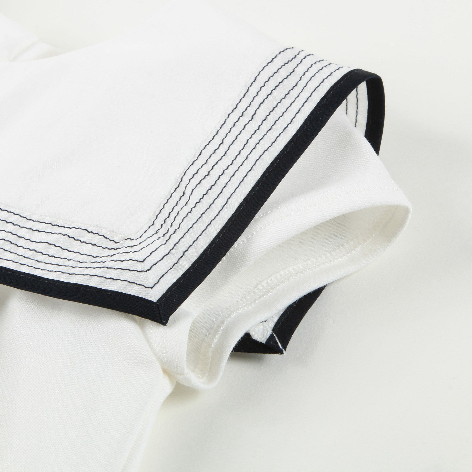 Baby Girls White & Black Striped Cotton Dress