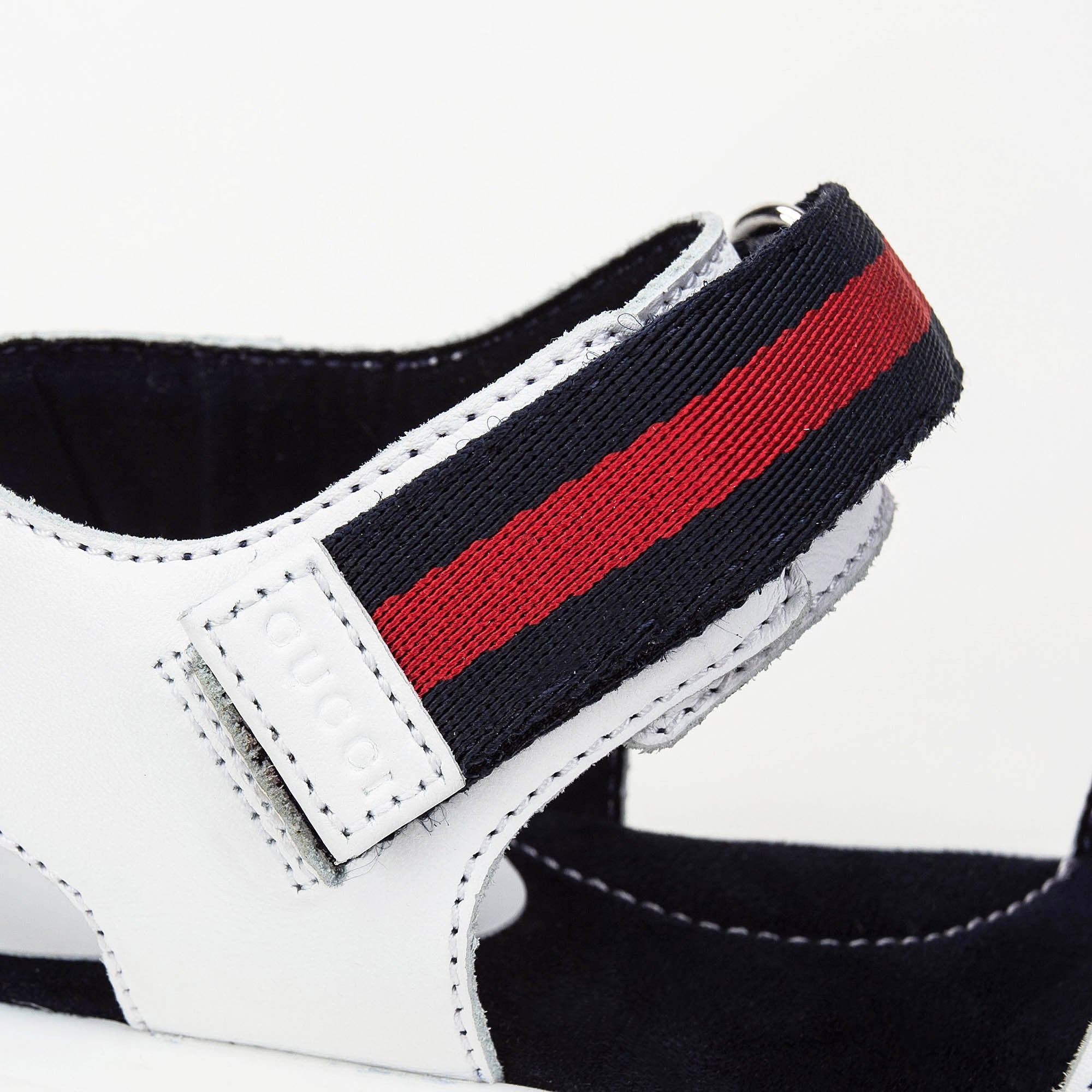 Girls White Leather Upper Rubber Sole Sandals