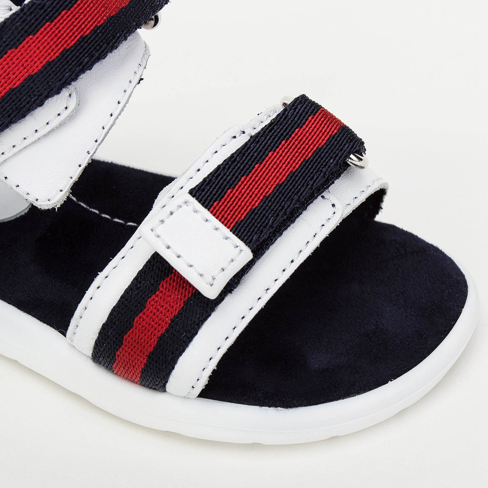 Baby  White Leather Upper Rubber Sole Sandals