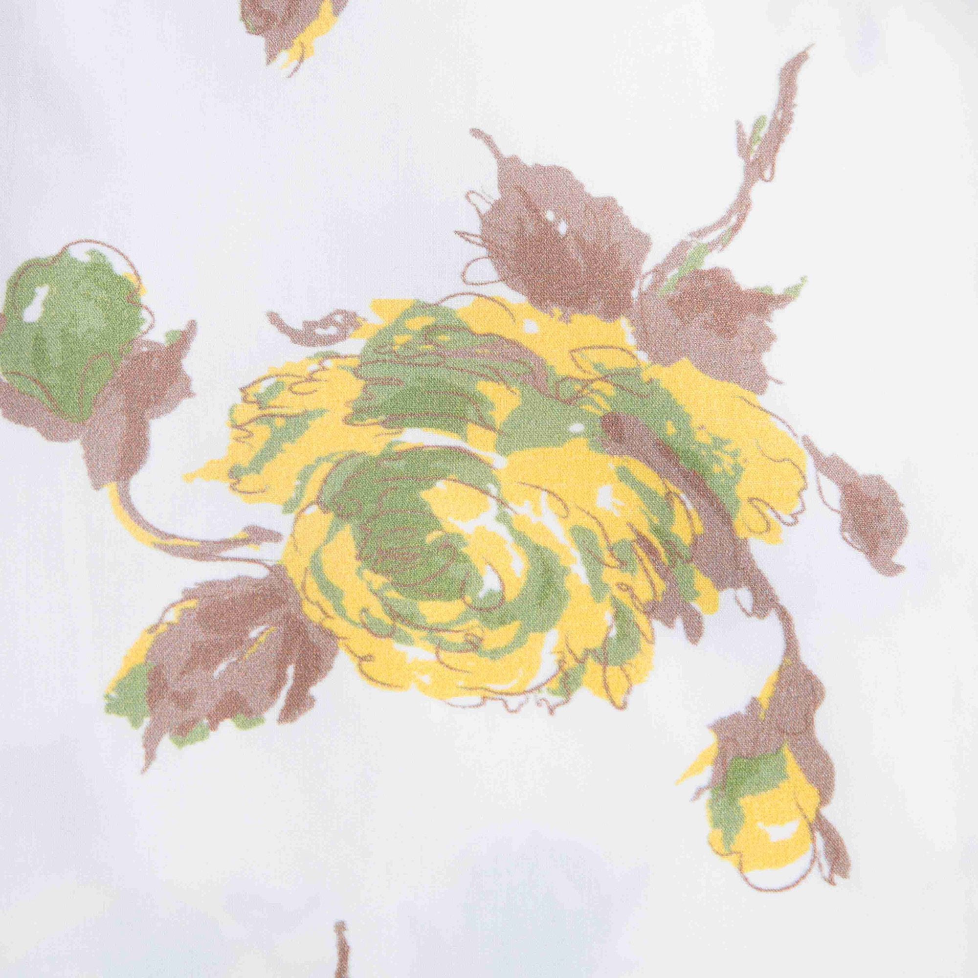 Girls White Cotton Dress With Flower Print