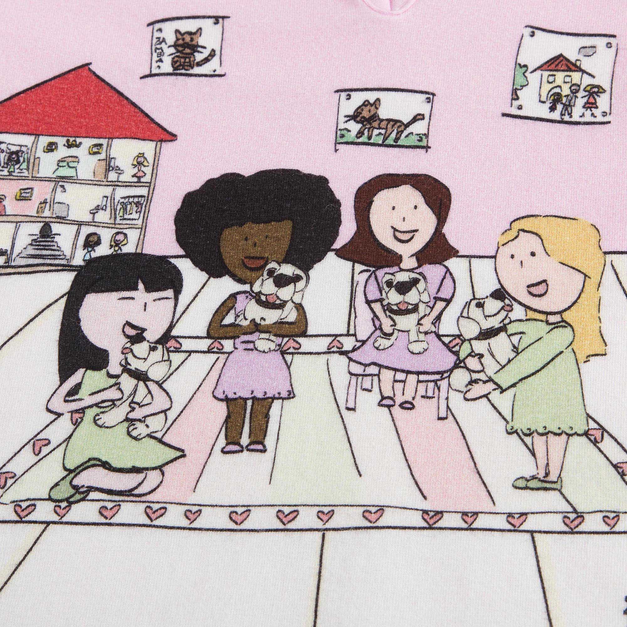 Girls Pink Top & White BOttom Pyjama