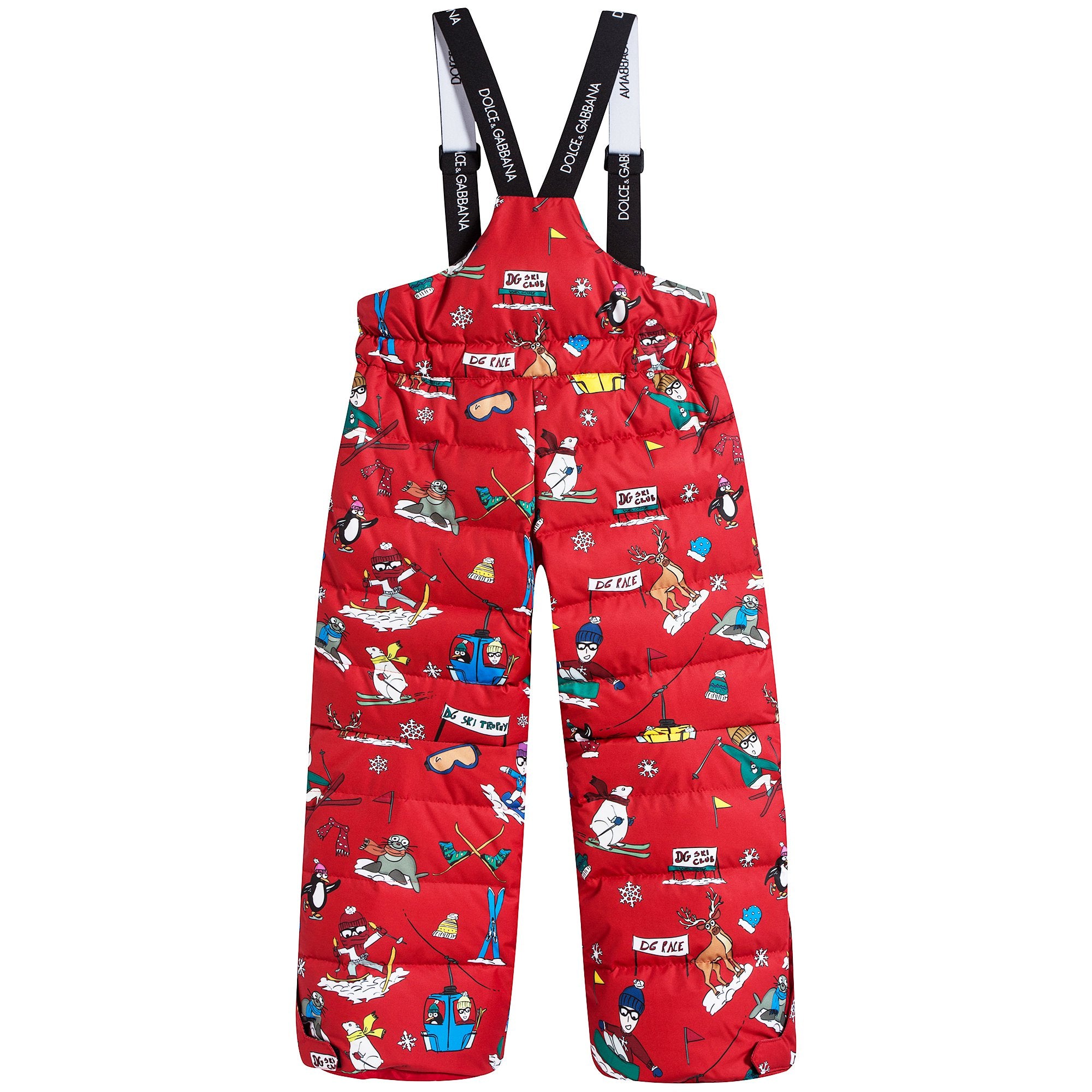 Girls Red Printed Ski Pants