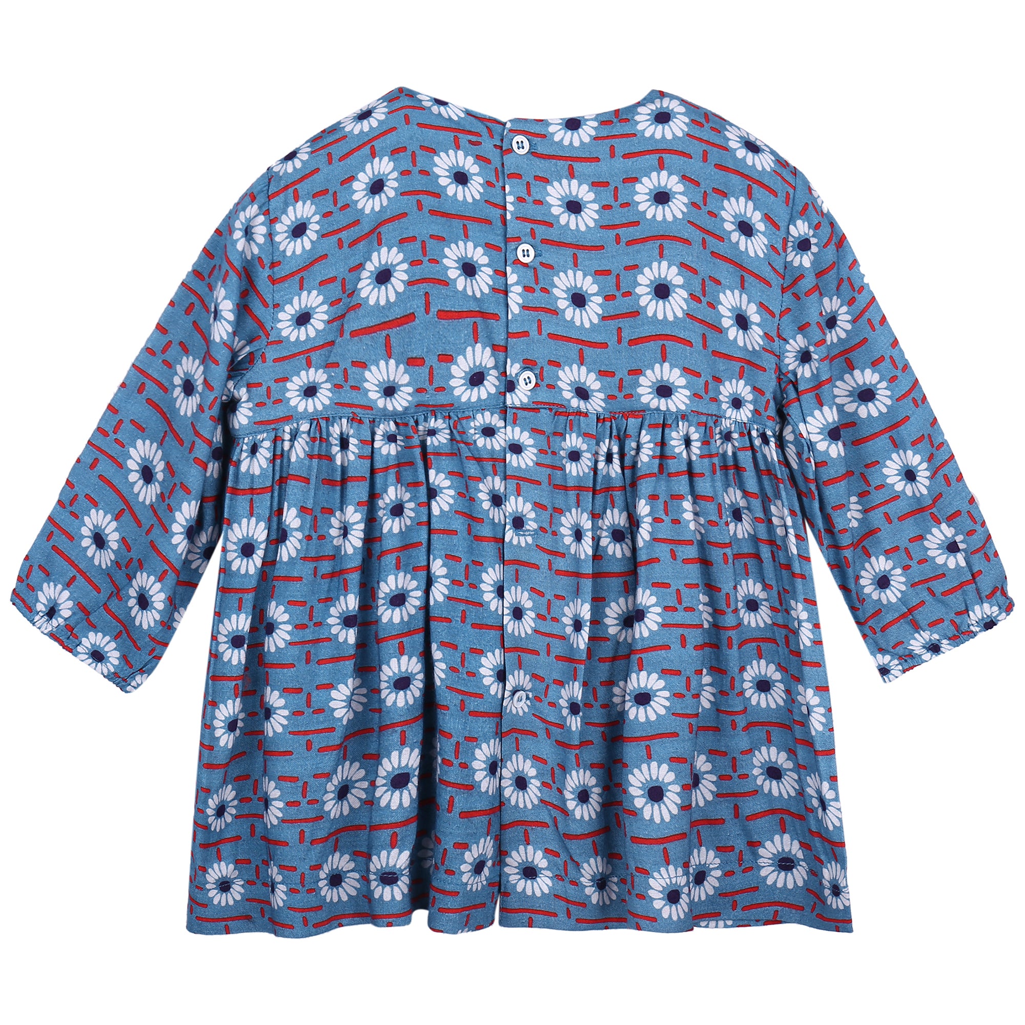 Baby Girls Blue Daisy Printed Viscose Dresses