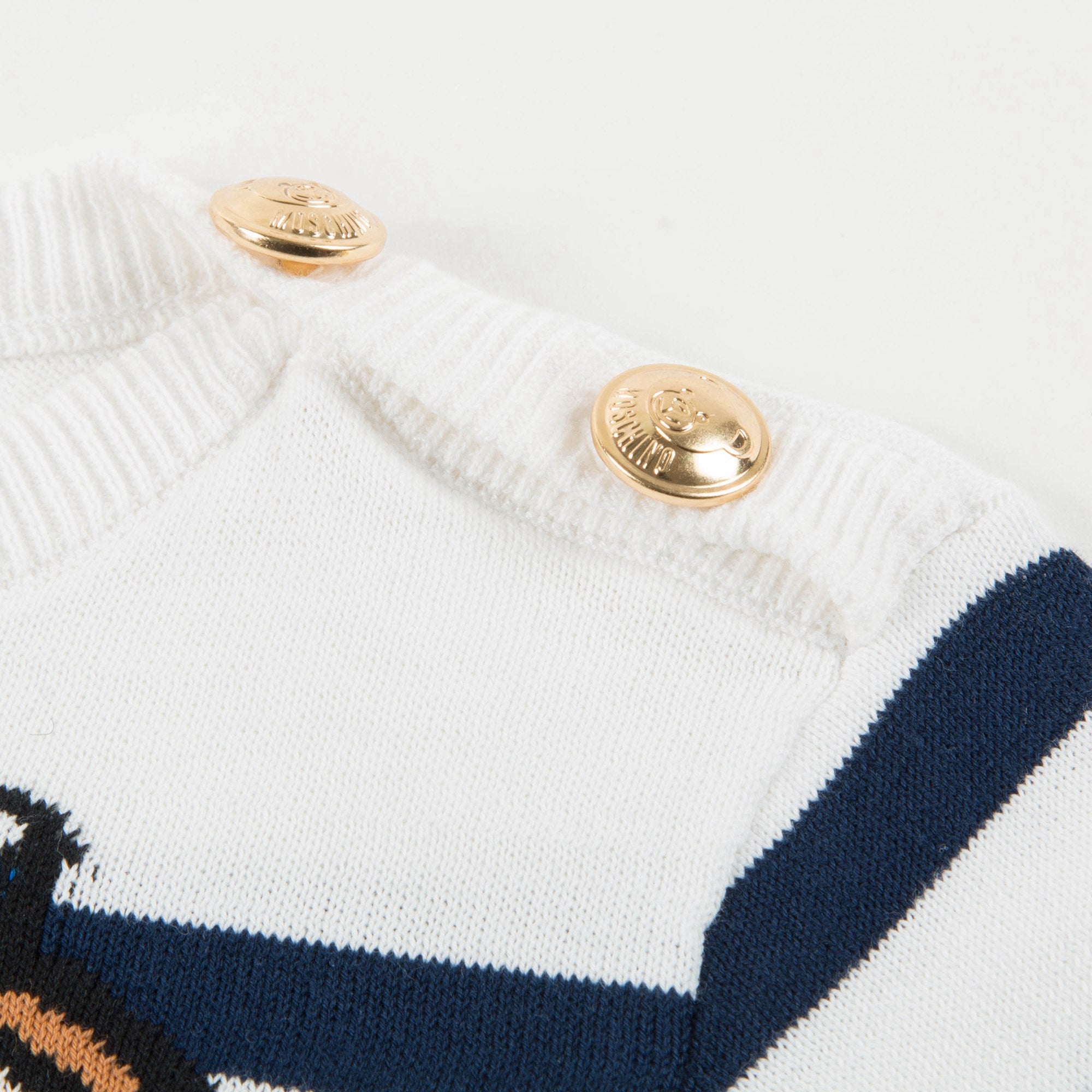 Baby White & Blue Striped Cotton Sweater
