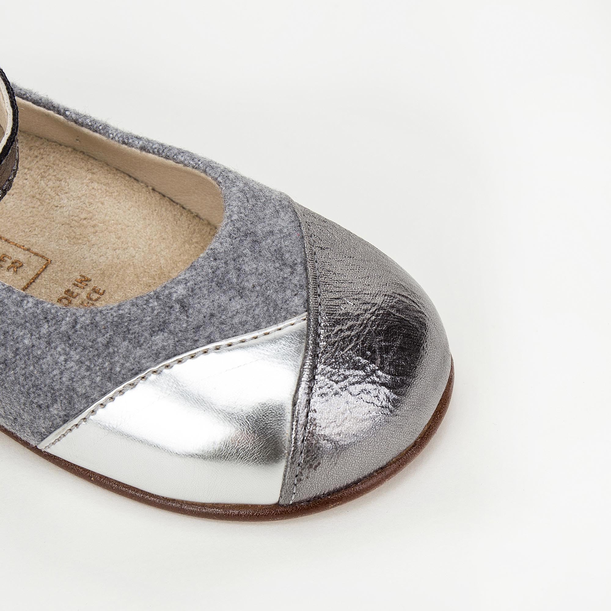 Girls Grey & Silver Suede Velcro Shoes