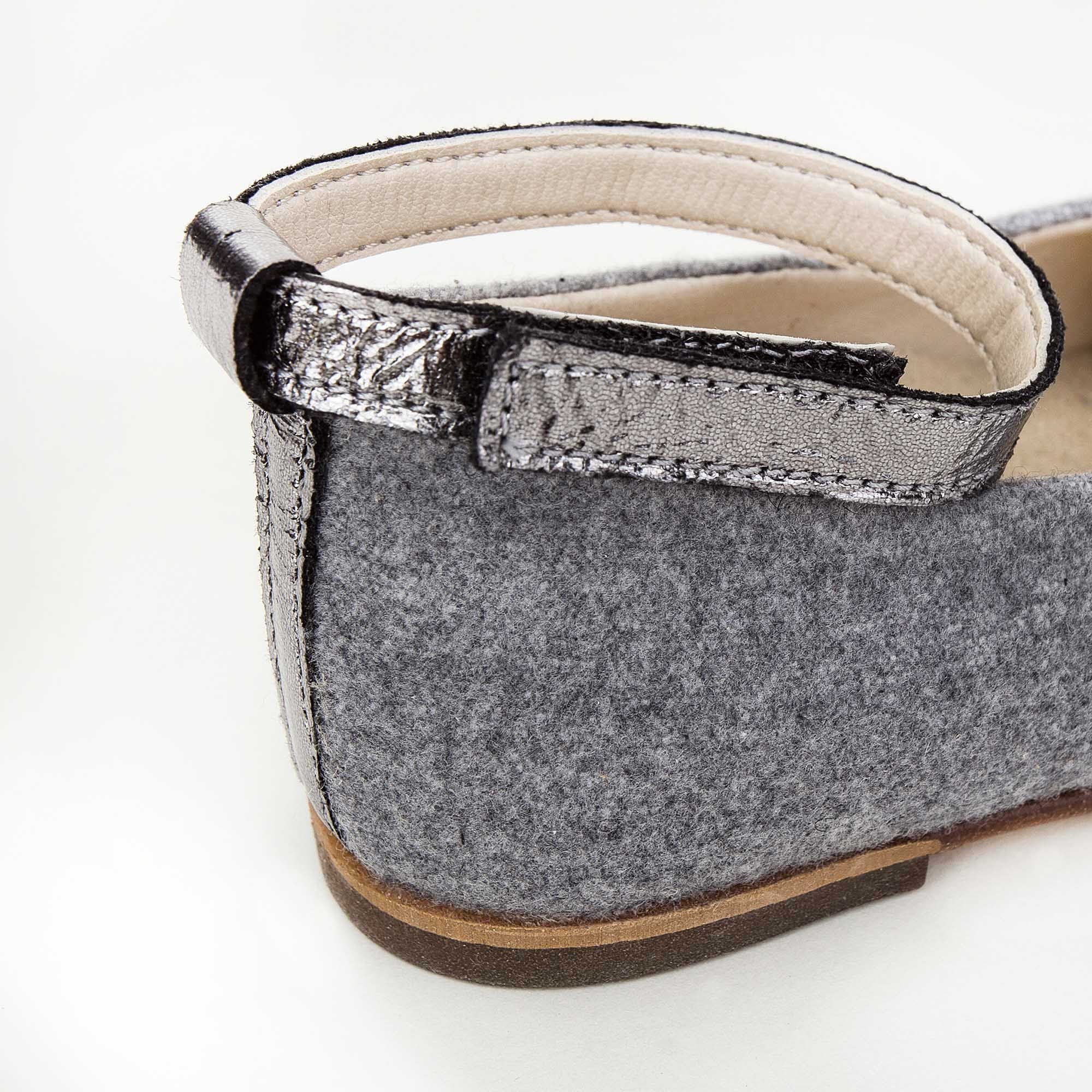 Girls Grey & Silver Suede Velcro Shoes