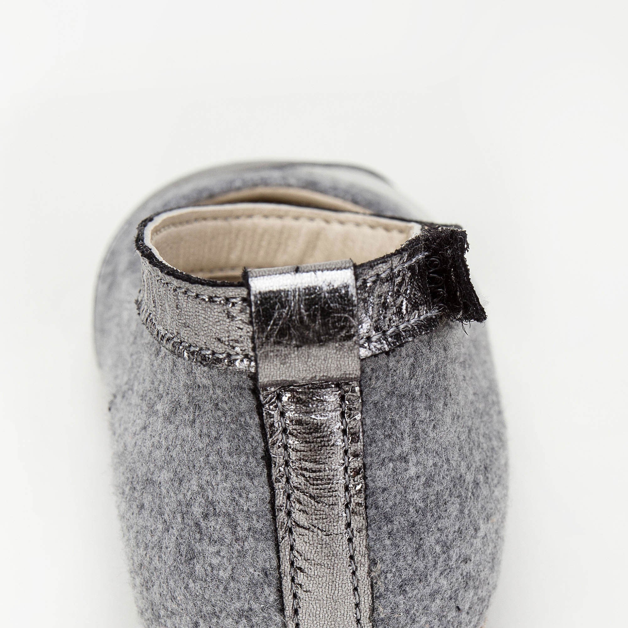 Girls Grey & Silver Suede Velcro Shoes