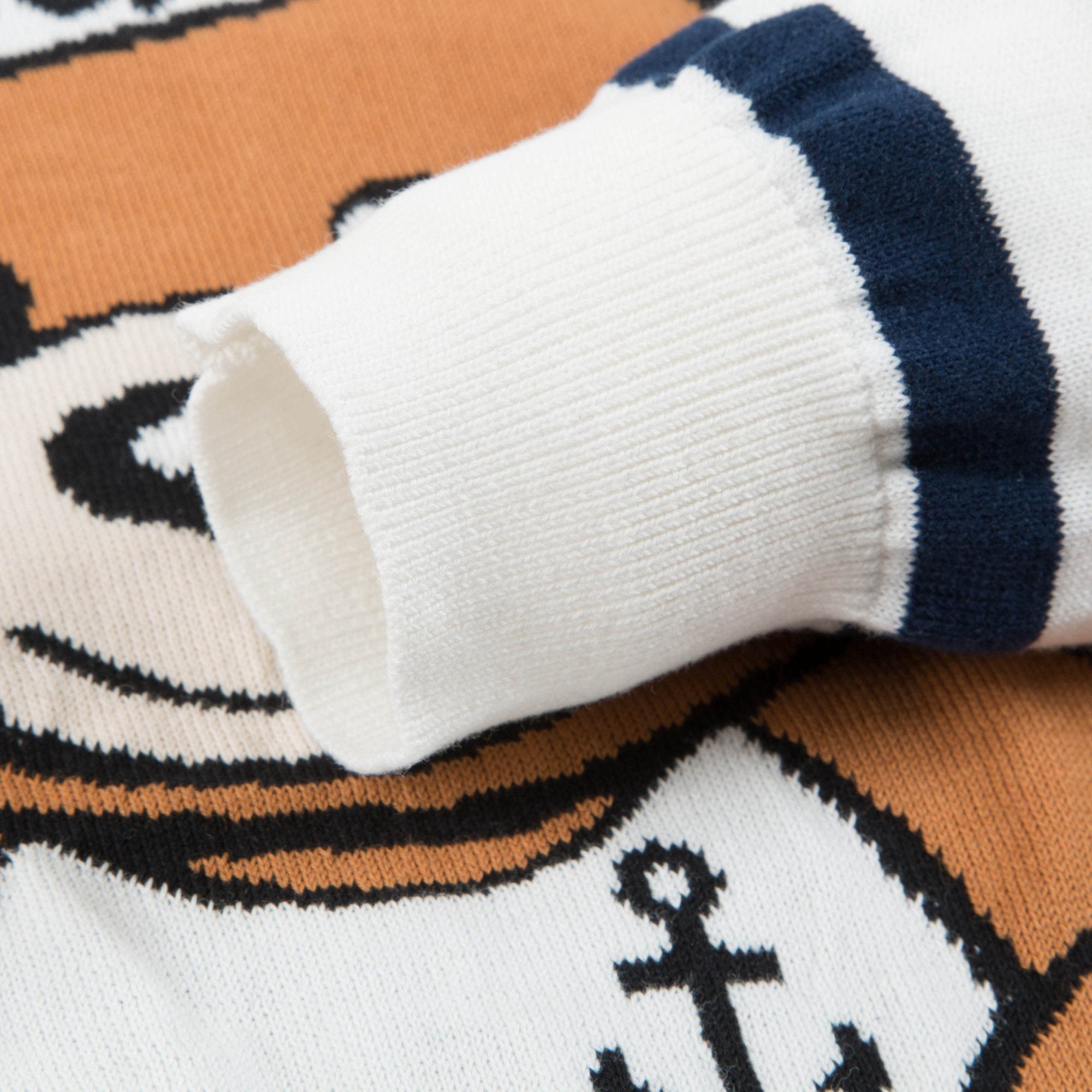 Girls White & Blue Striped Cotton Sweater