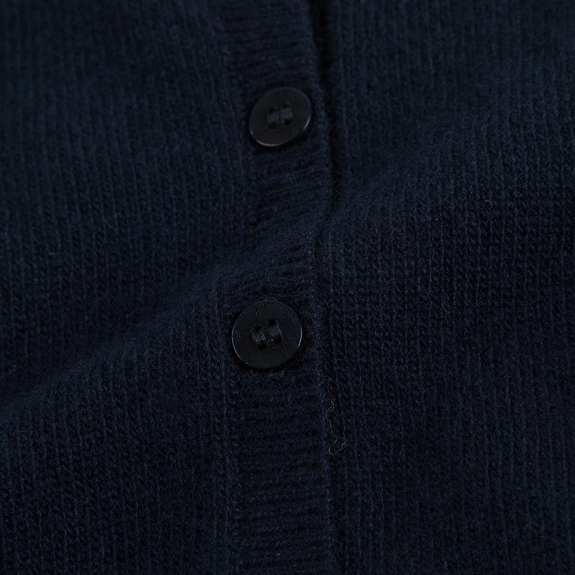 Girls Navy Blue Wool Cardigan With Silver Bow Trims