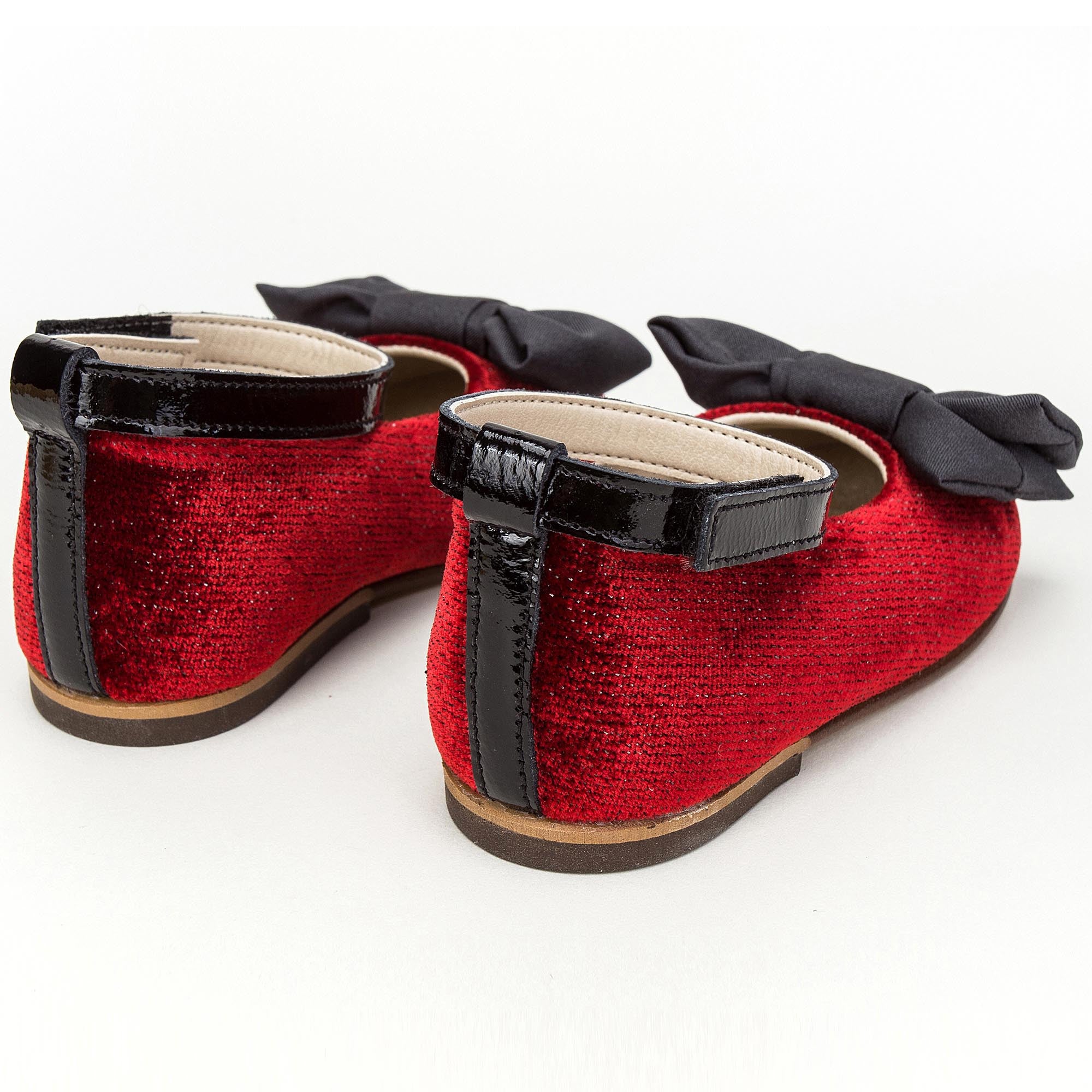 Girls Red Bow Trims Velcro Shoes