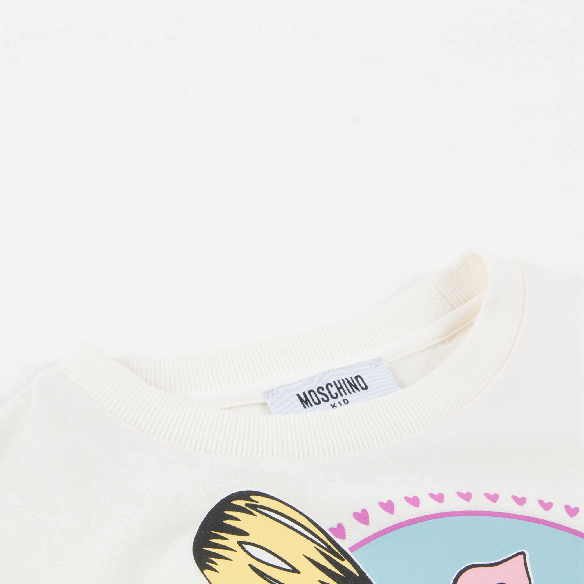 Girls White Cotton Printed Plush Sweater
