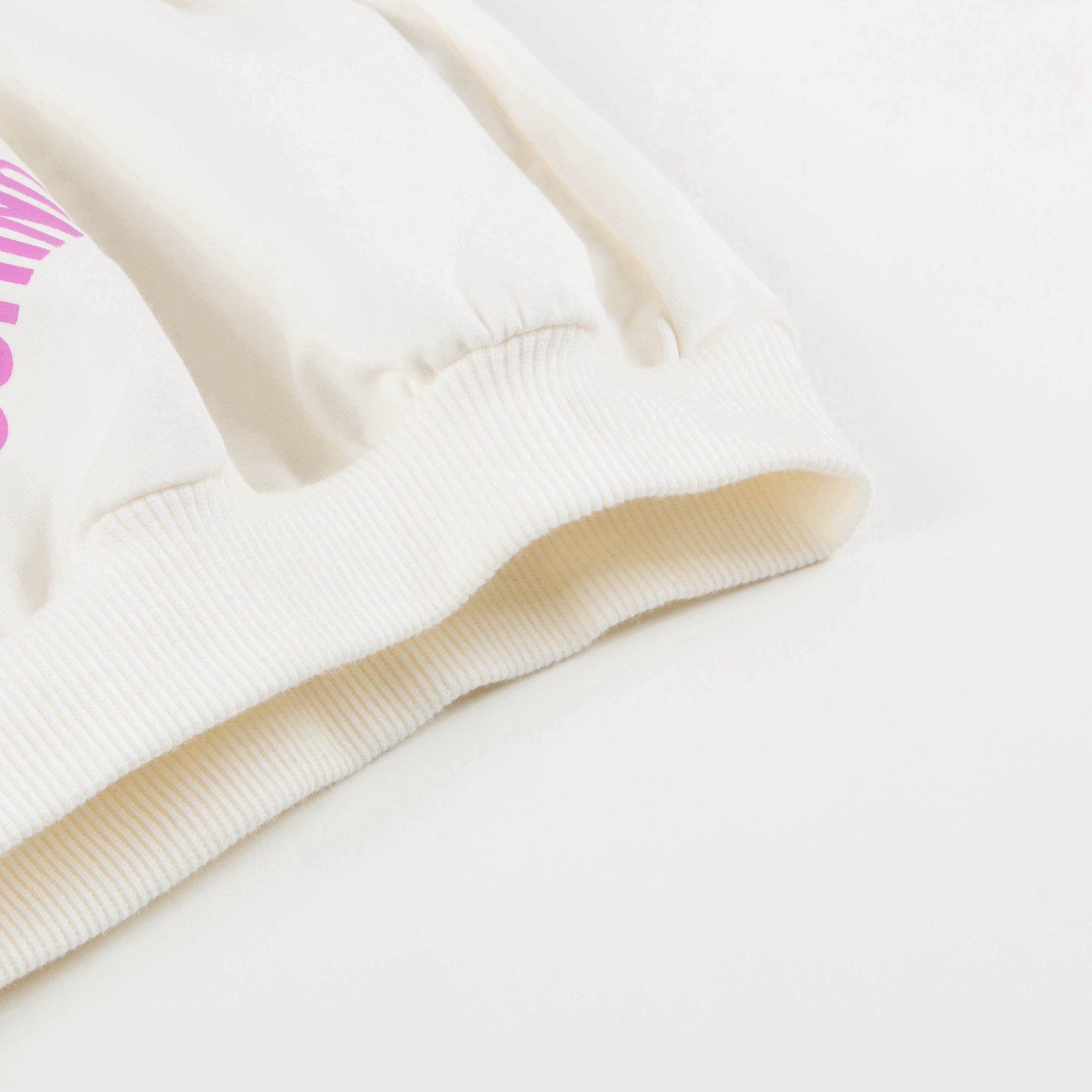 Girls White Cotton Printed Plush Sweater