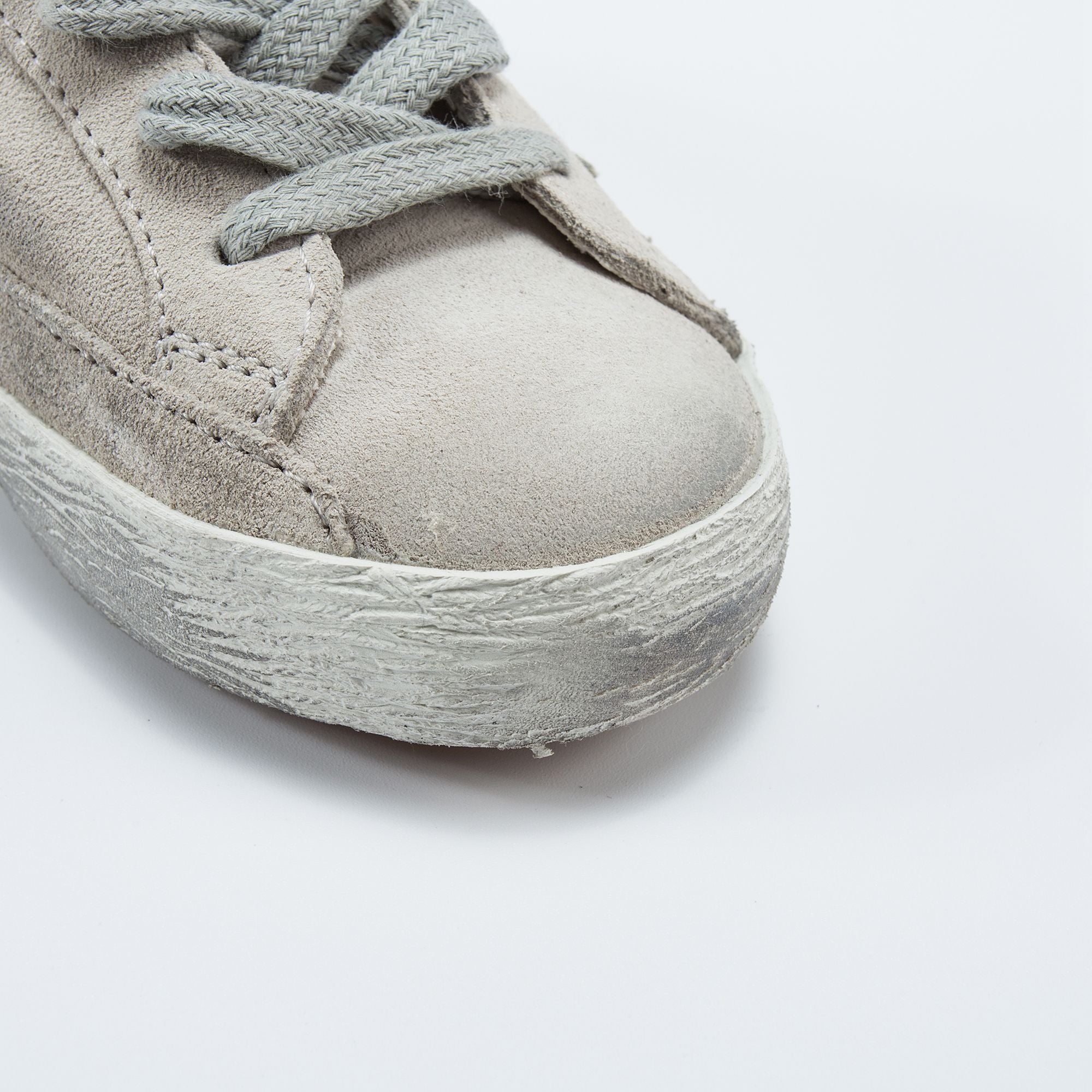 Girls White Suede Blue Glitter Cow Leather Sneakers