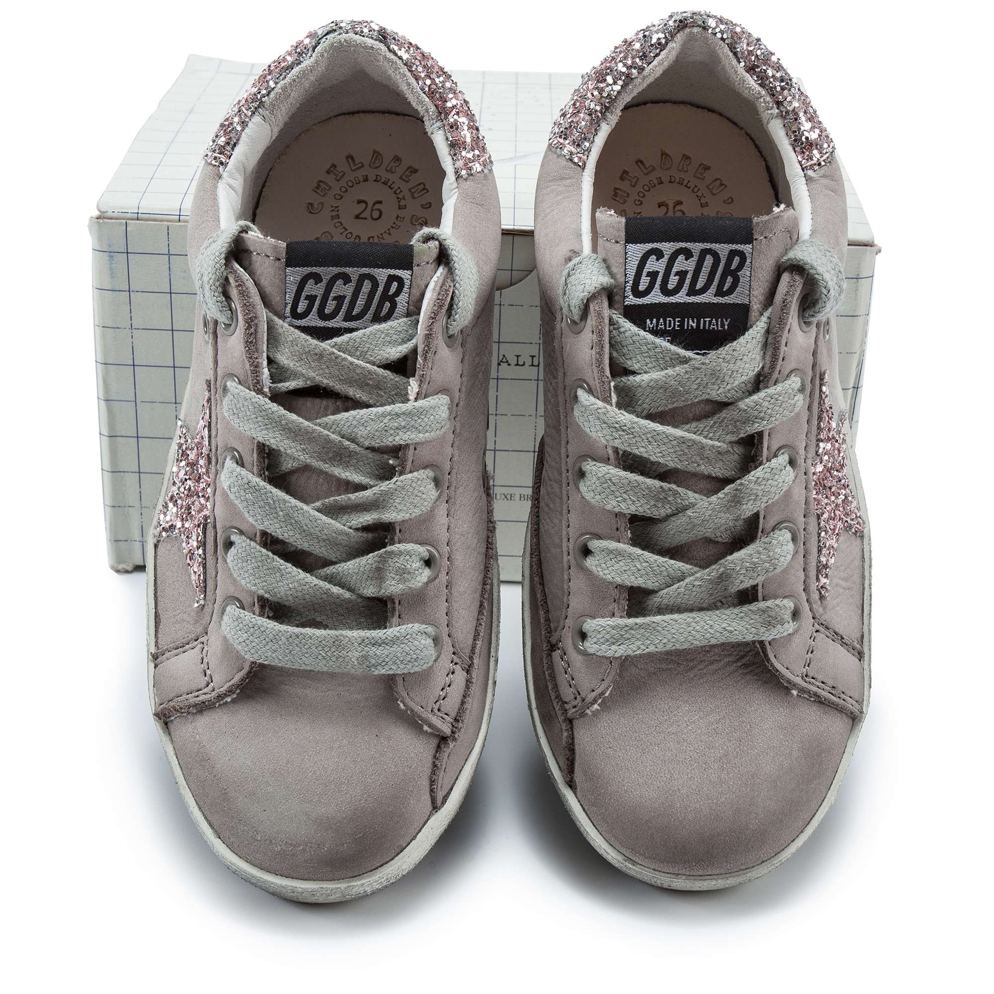 Girls Grey Cow Leather Sneakers