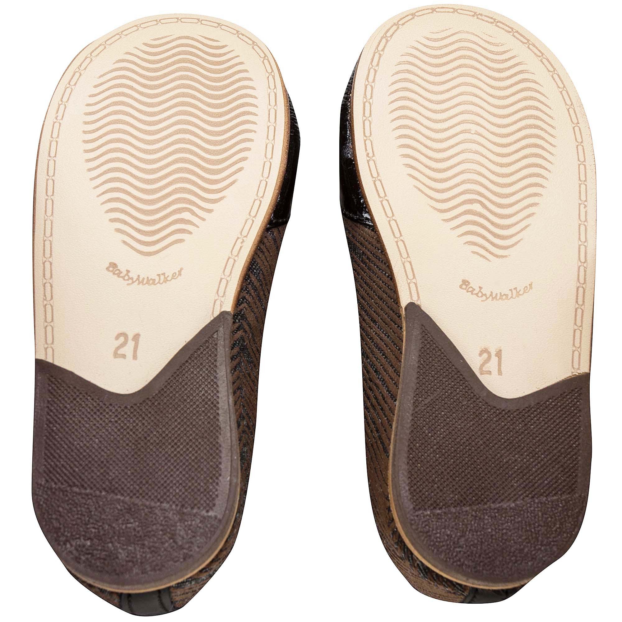 Girls Brown & Gold Suede Velcro Shoes