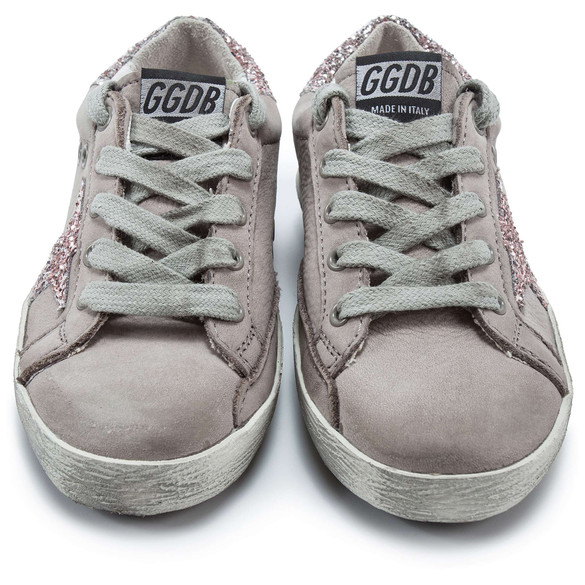 Girls Grey Cow Leather Sneakers