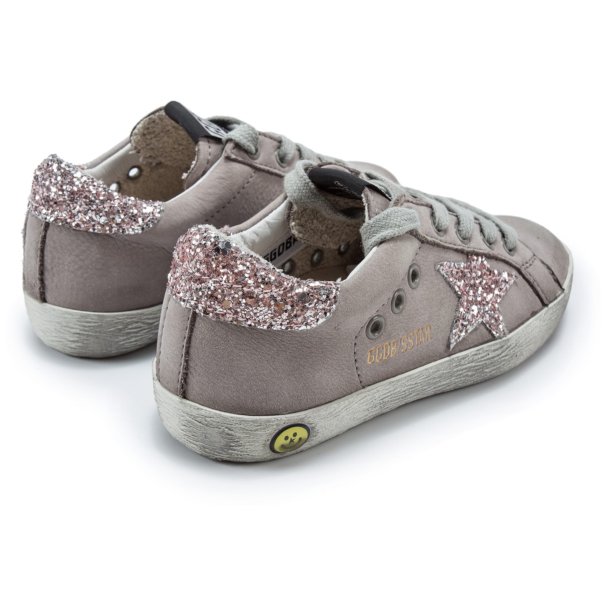 Girls Grey Cow Leather Sneakers